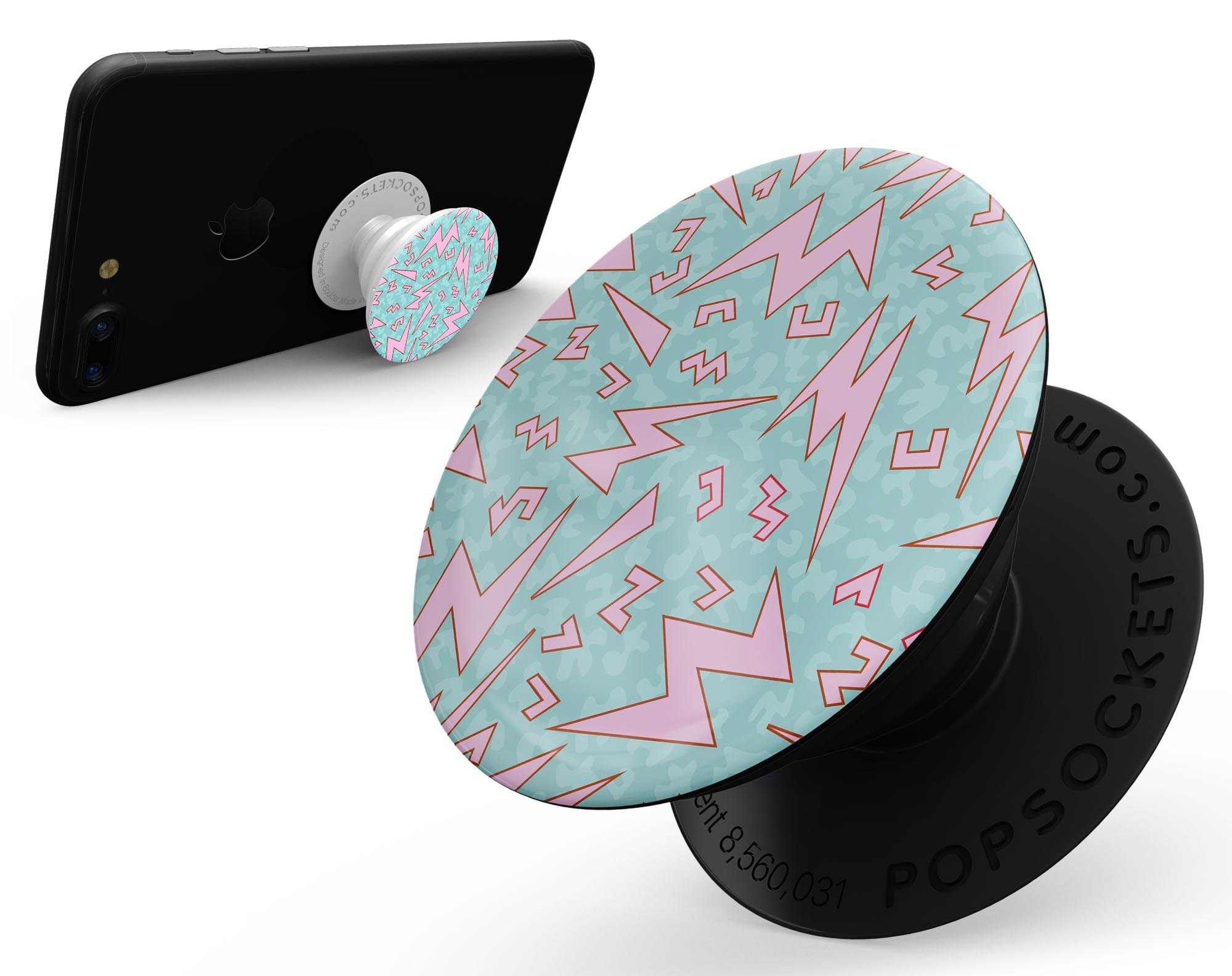 90's Zig Zag Skin Kit for PopSockets featuring vibrant zigzag patterns on premium vinyl.