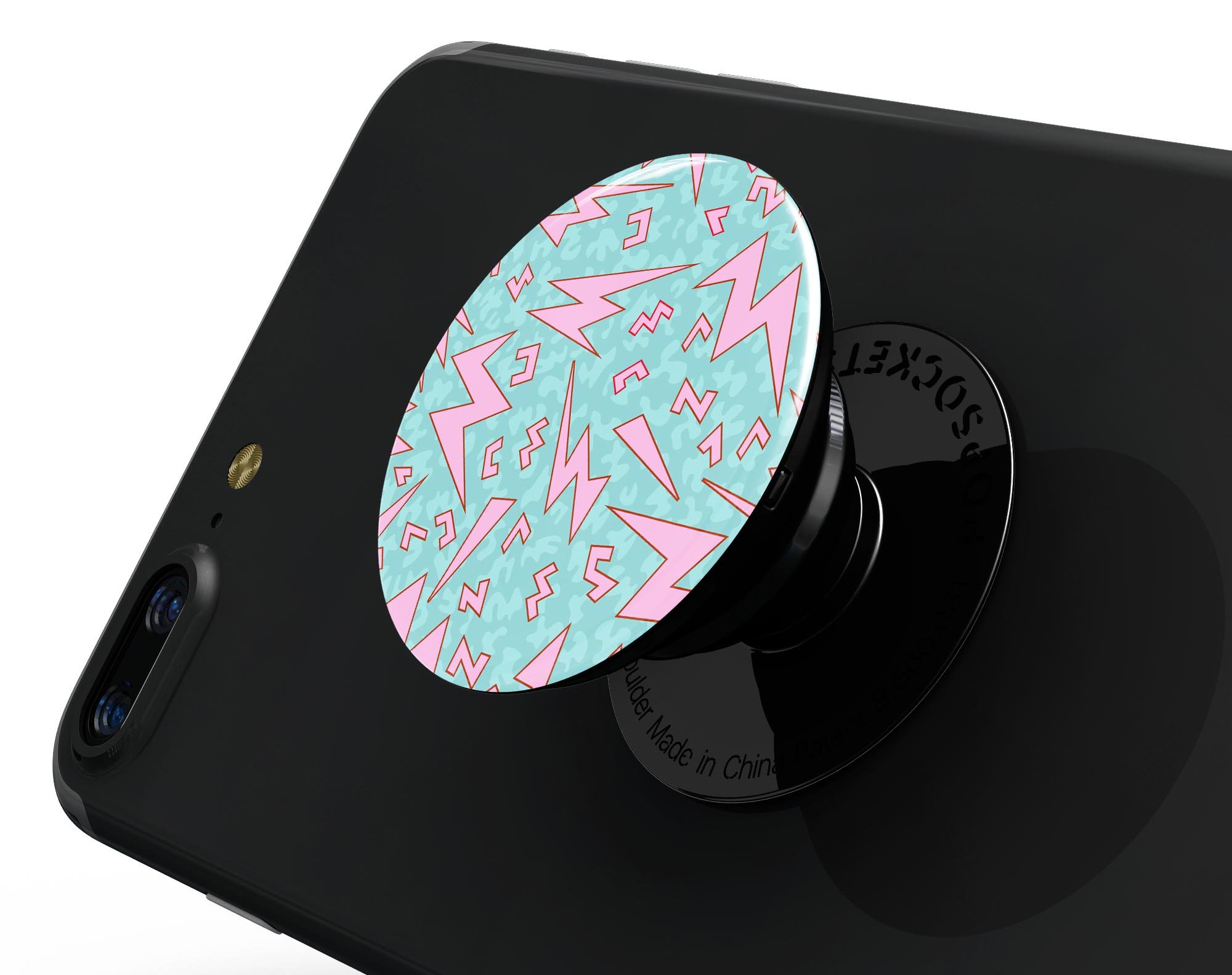 90's Zig Zag Skin Kit for PopSockets featuring vibrant zigzag patterns on premium vinyl.