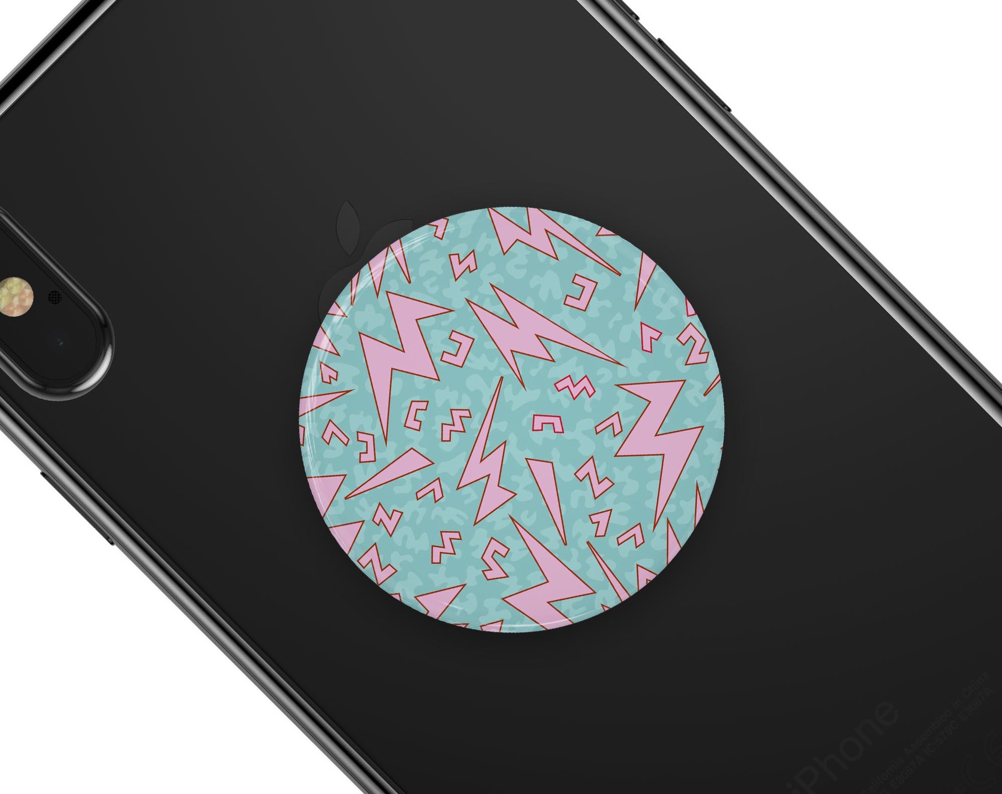 90's Zig Zag Skin Kit for PopSockets featuring vibrant zigzag patterns on premium vinyl.