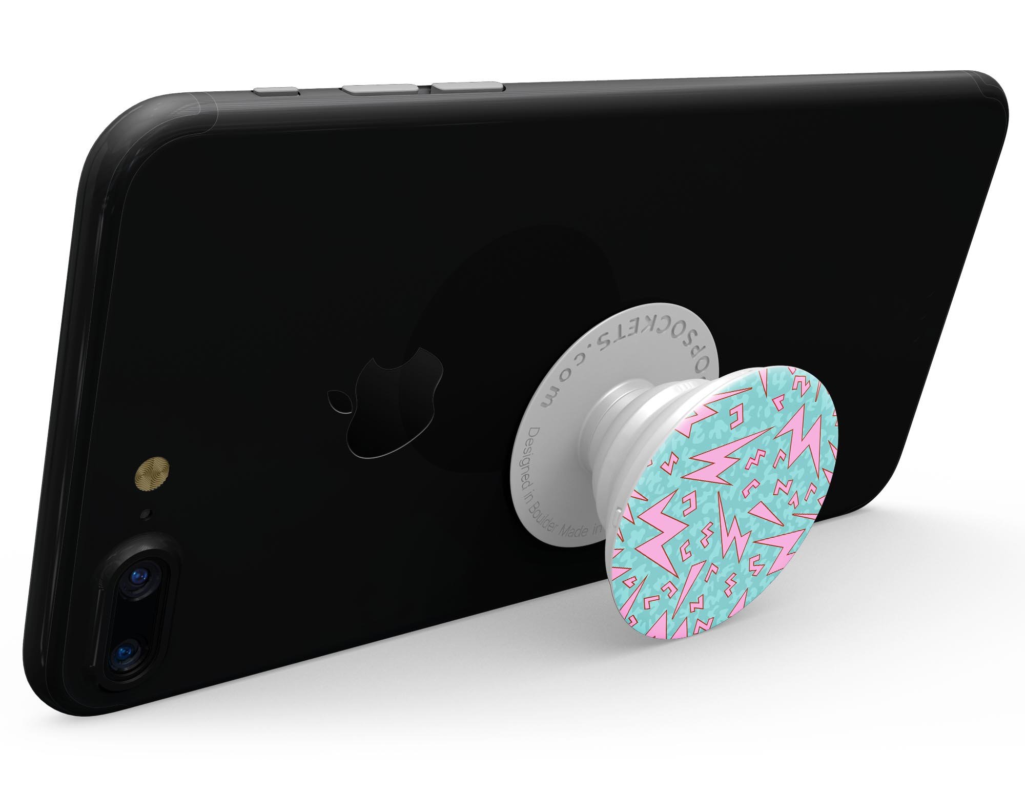 90's Zig Zag Skin Kit for PopSockets featuring vibrant zigzag patterns on premium vinyl.