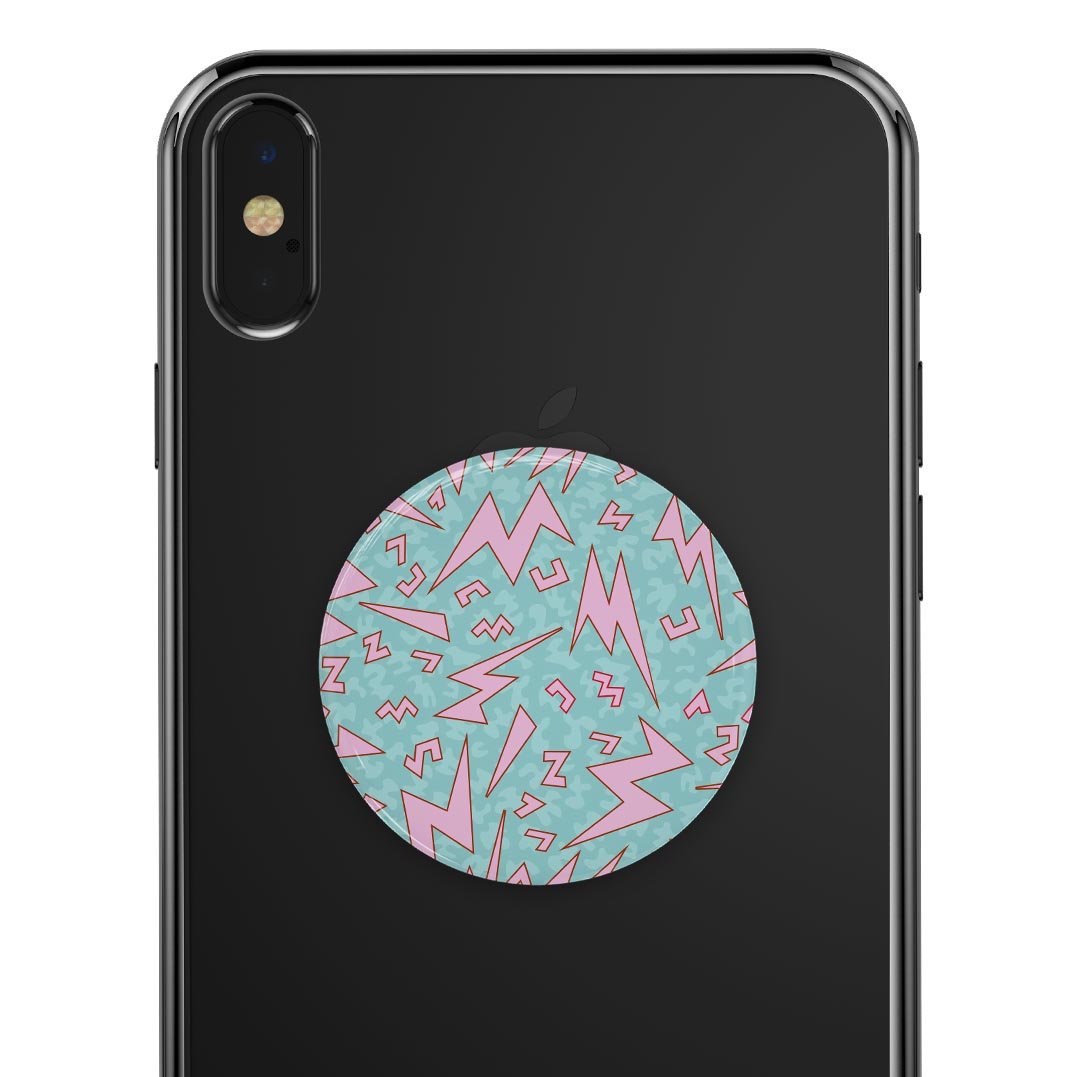 90's Zig Zag Skin Kit for PopSockets featuring vibrant zigzag patterns on premium vinyl.