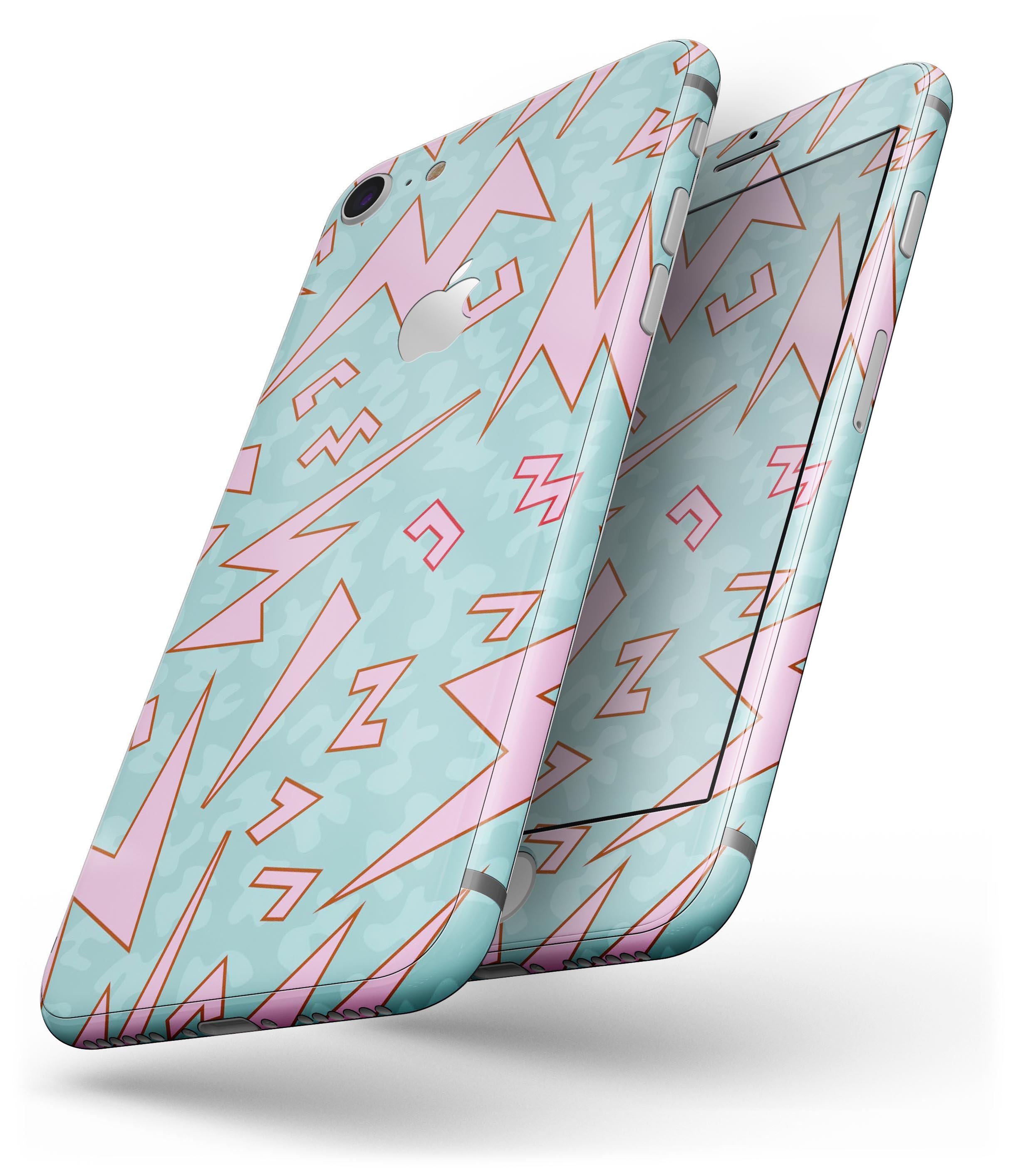 90's Zig Zag skin-kit for iPhone 8 and 8 Plus, showcasing vibrant retro design and premium vinyl material.