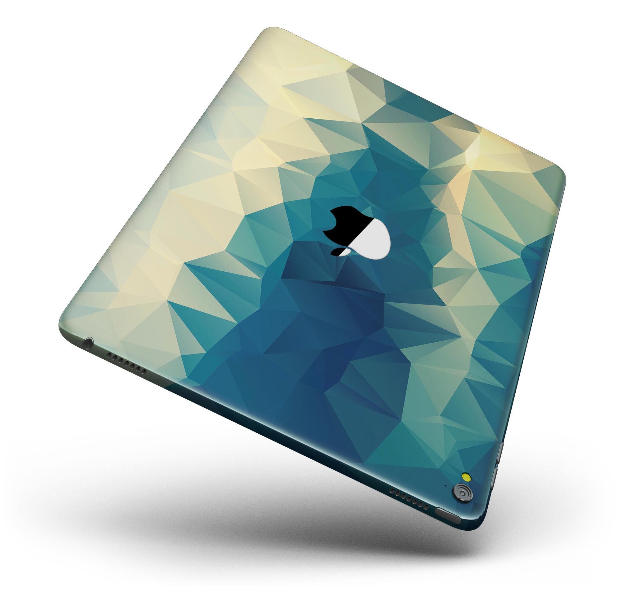 Abstract Aqua and Gold Geometric Shapes Full Body Skin for iPad Pro, showcasing a stylish design that protects the device.