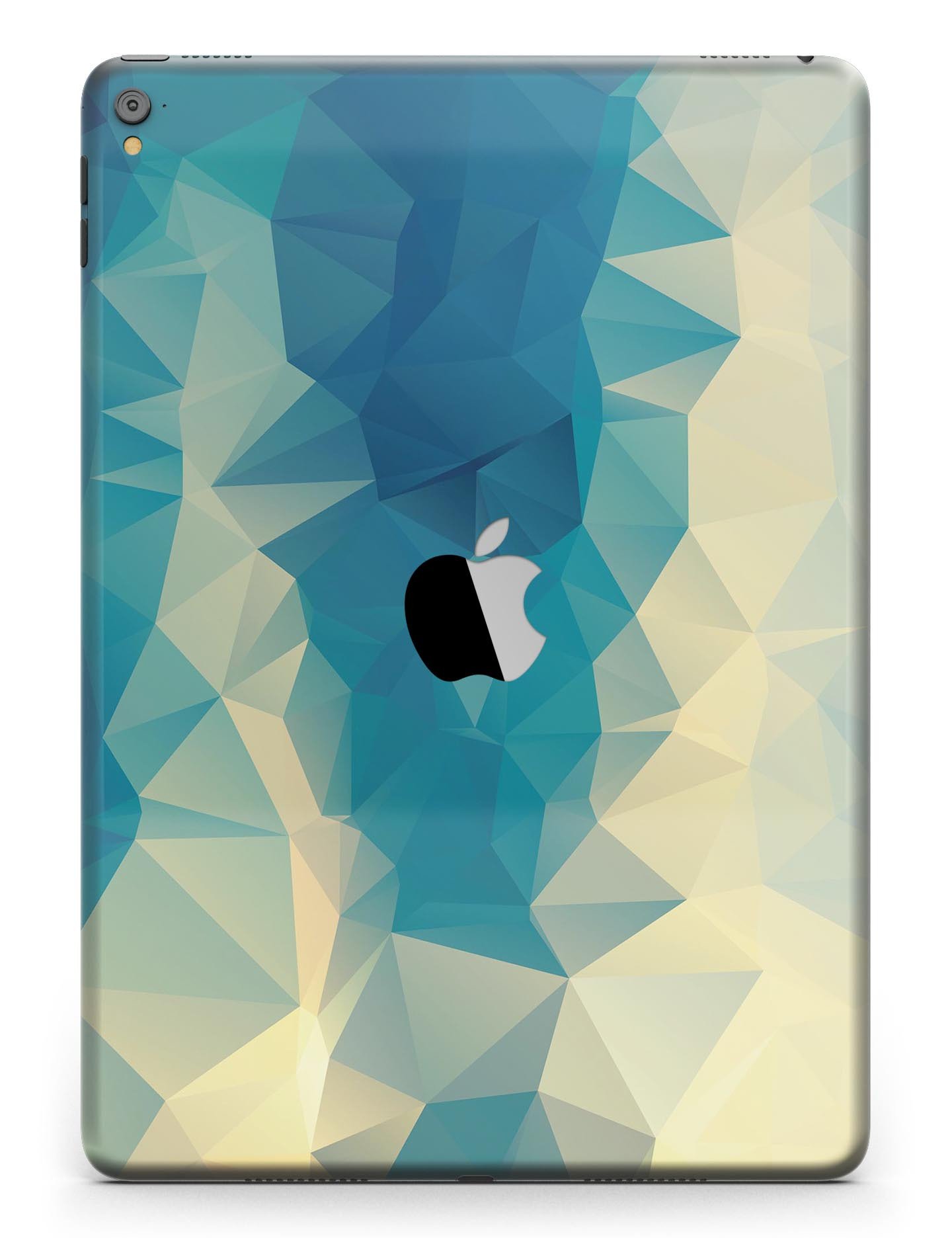 Abstract Aqua and Gold Geometric Shapes Full Body Skin for iPad Pro, showcasing a stylish design that protects the device.