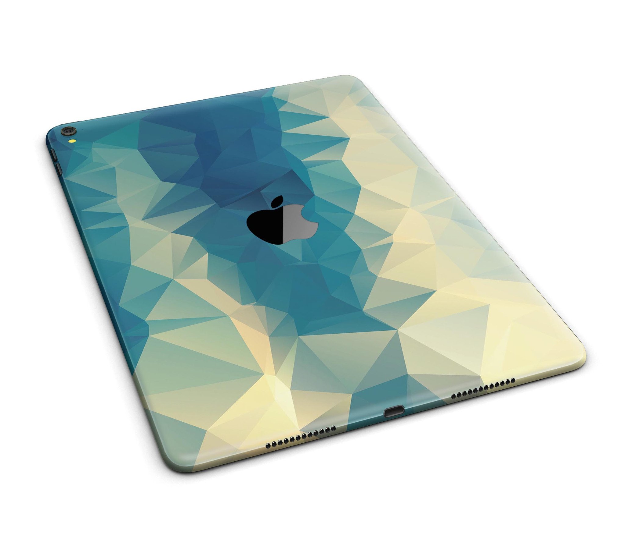 Abstract Aqua and Gold Geometric Shapes Full Body Skin for iPad Pro, showcasing a stylish design that protects the device.