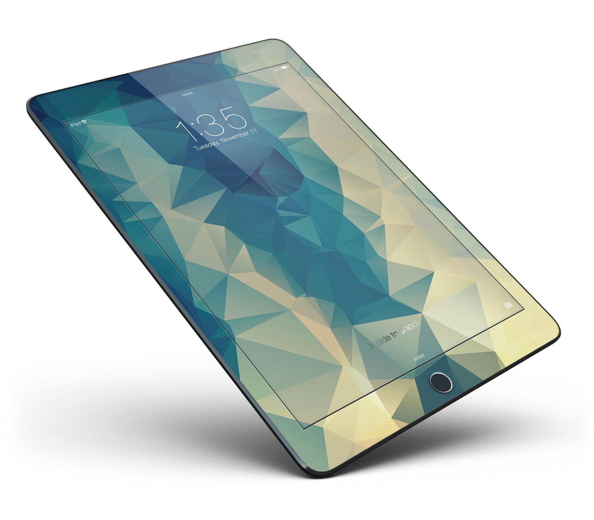 Abstract Aqua and Gold Geometric Shapes Full Body Skin for iPad Pro, showcasing a stylish design that protects the device.