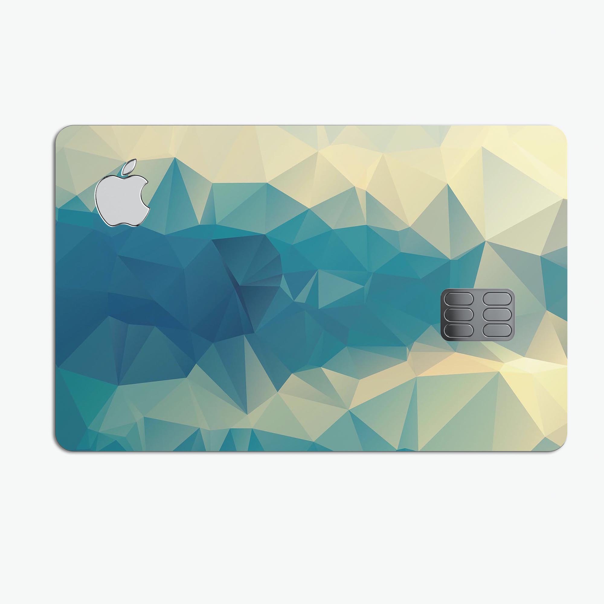 Abstract Aqua and Gold Geometric Shapes decal for Apple Card, showcasing a stylish design with premium protective features.