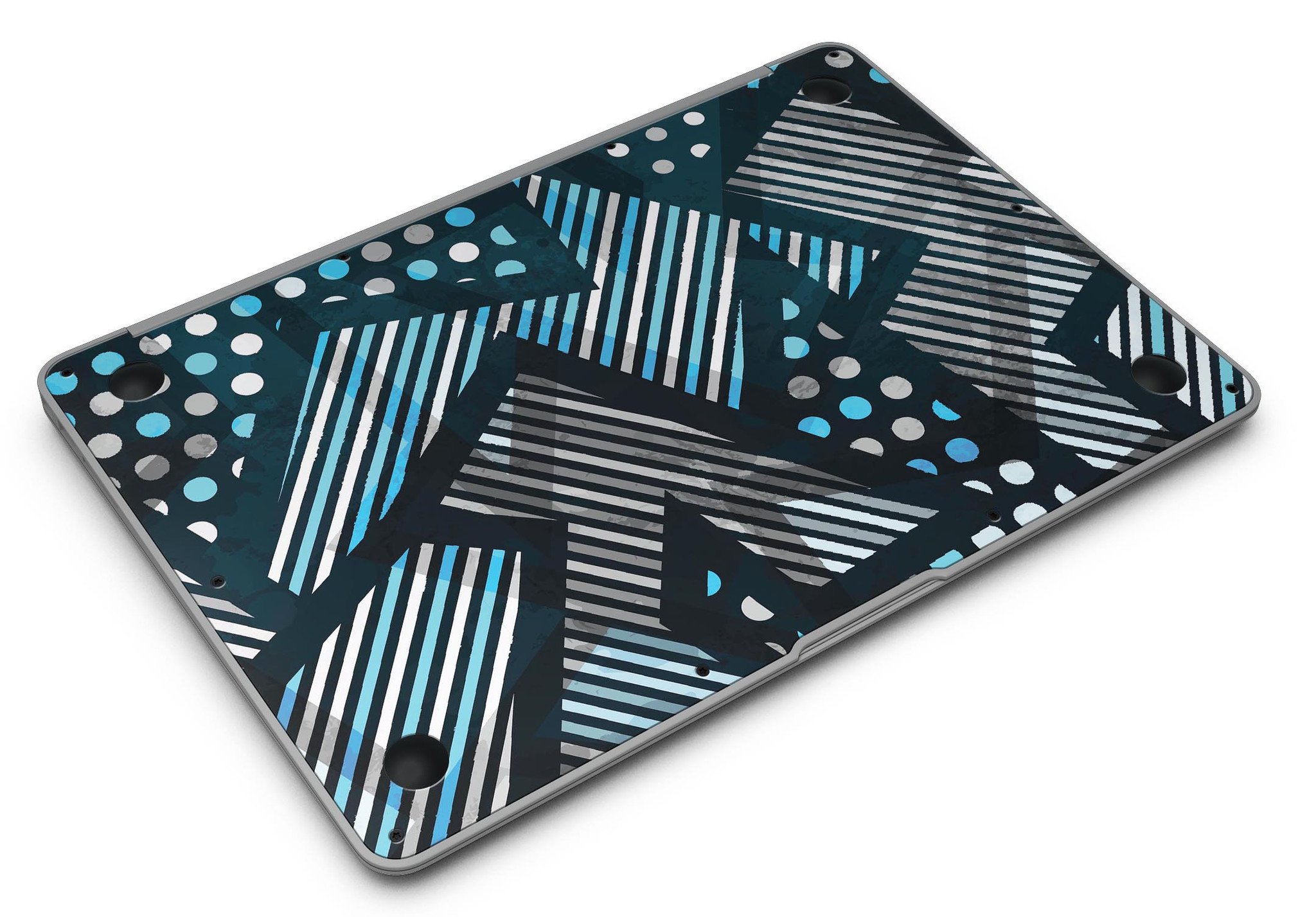 Abstract Black and Blue Overlap Skin Kit for MacBook Air, showcasing a stylish design with premium vinyl material.