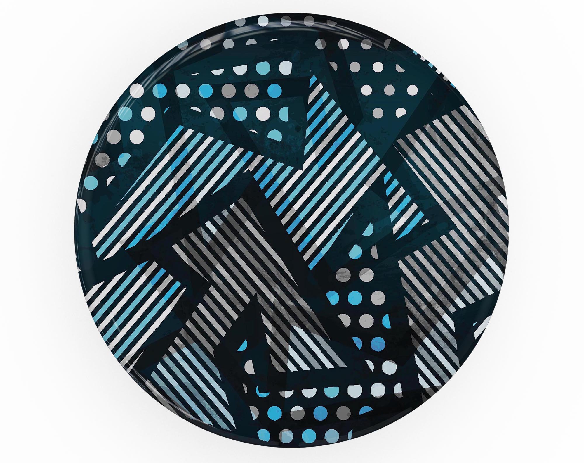 Abstract Black and Blue Overlap Skin Kit for PopSockets, showcasing a vibrant design on a smartphone grip.