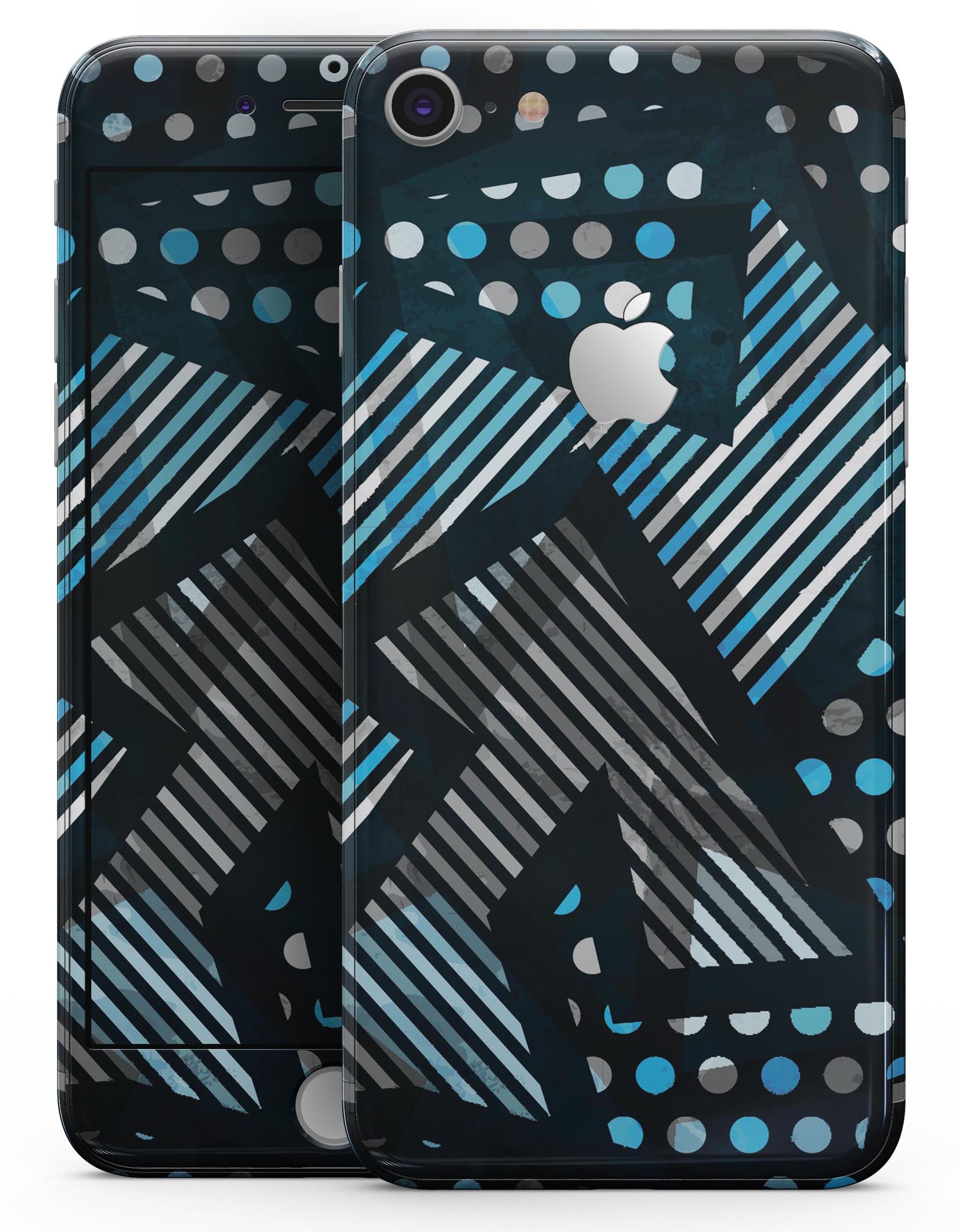 Abstract Black and Blue Overlap skin for iPhone 8 and 8 Plus, showcasing a stylish design with a premium vinyl finish.