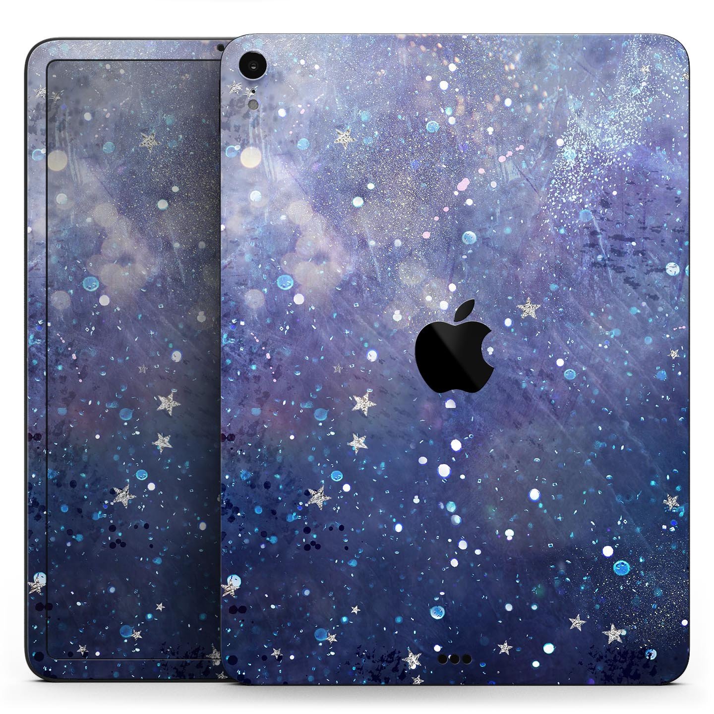 Abstract Blue Grungy Stars skin decal for Apple iPad, showcasing a vibrant star design on a protective layer.