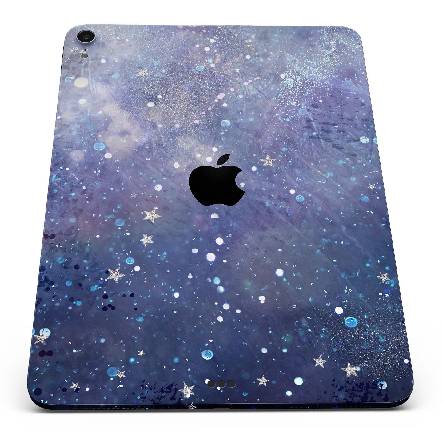 Abstract Blue Grungy Stars skin decal for Apple iPad, showcasing a vibrant star design on a protective layer.