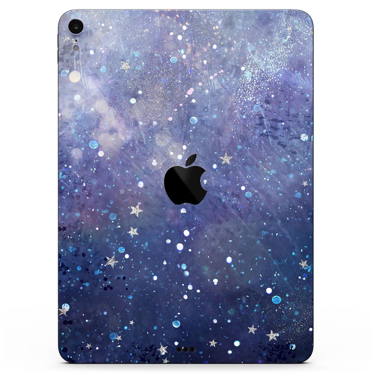 Abstract Blue Grungy Stars skin decal for Apple iPad, showcasing a vibrant star design on a protective layer.