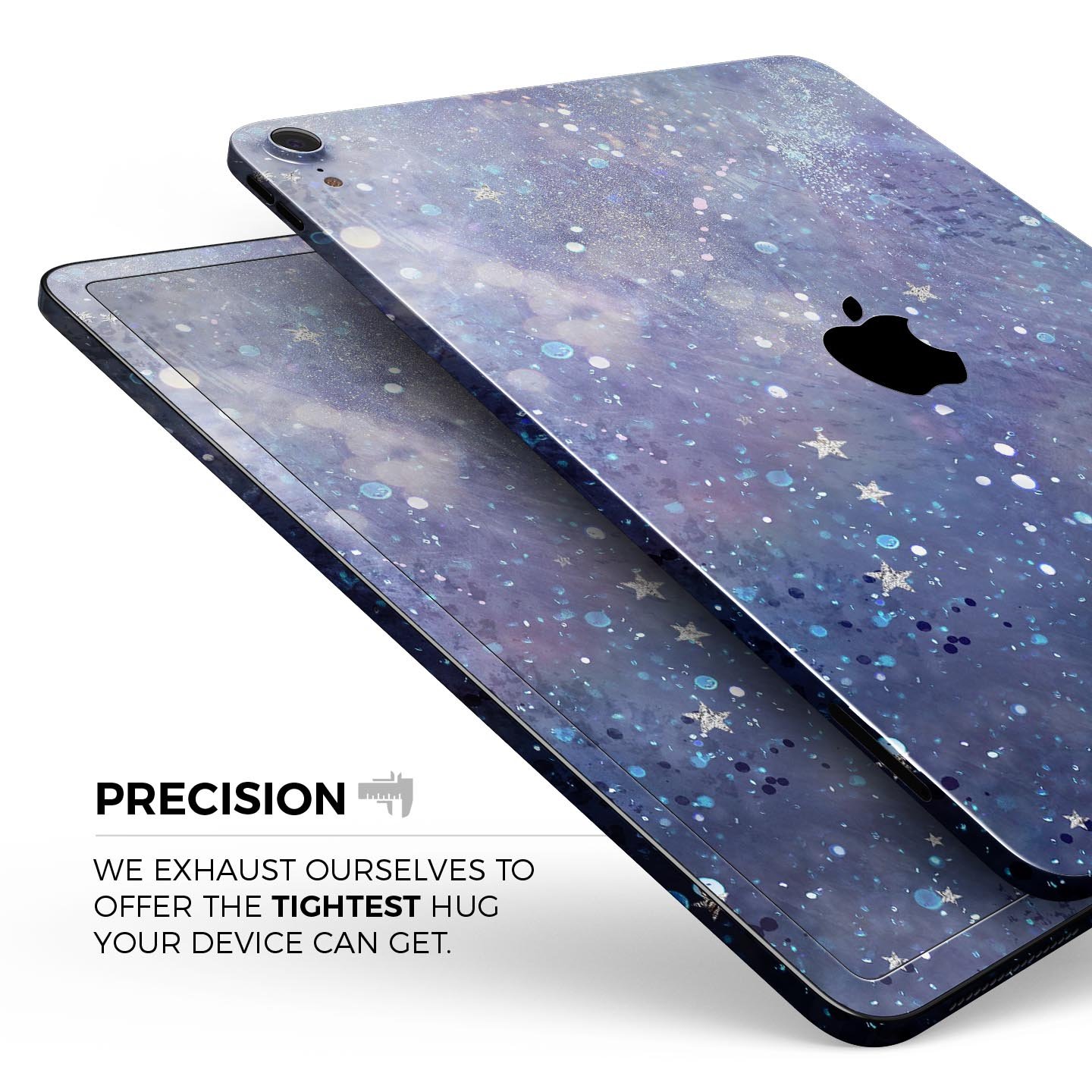 Abstract Blue Grungy Stars skin decal for Apple iPad, showcasing a vibrant star design on a protective layer.