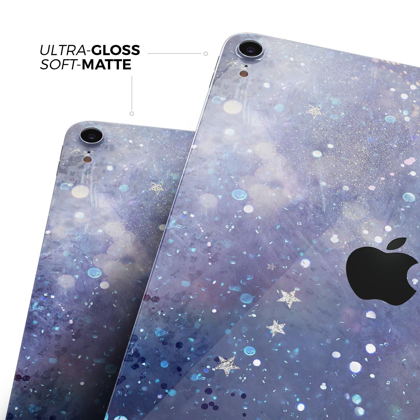 Abstract Blue Grungy Stars skin decal for Apple iPad, showcasing a vibrant star design on a protective layer.