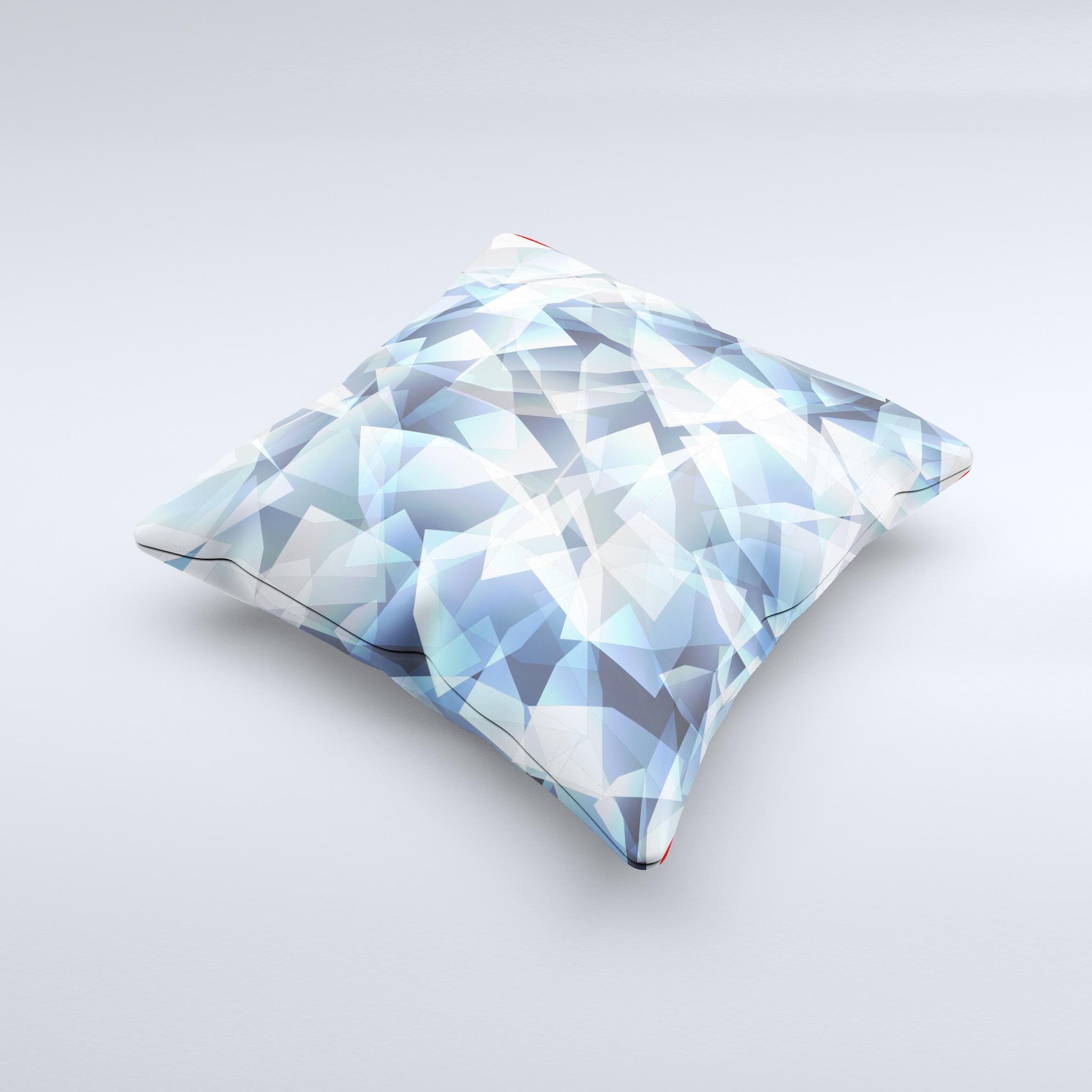 Abstract Blue Overlay Shapes Ink-Fuzed Decorative Throw Pillow showcasing unique handcrafted design and high-quality fabric.