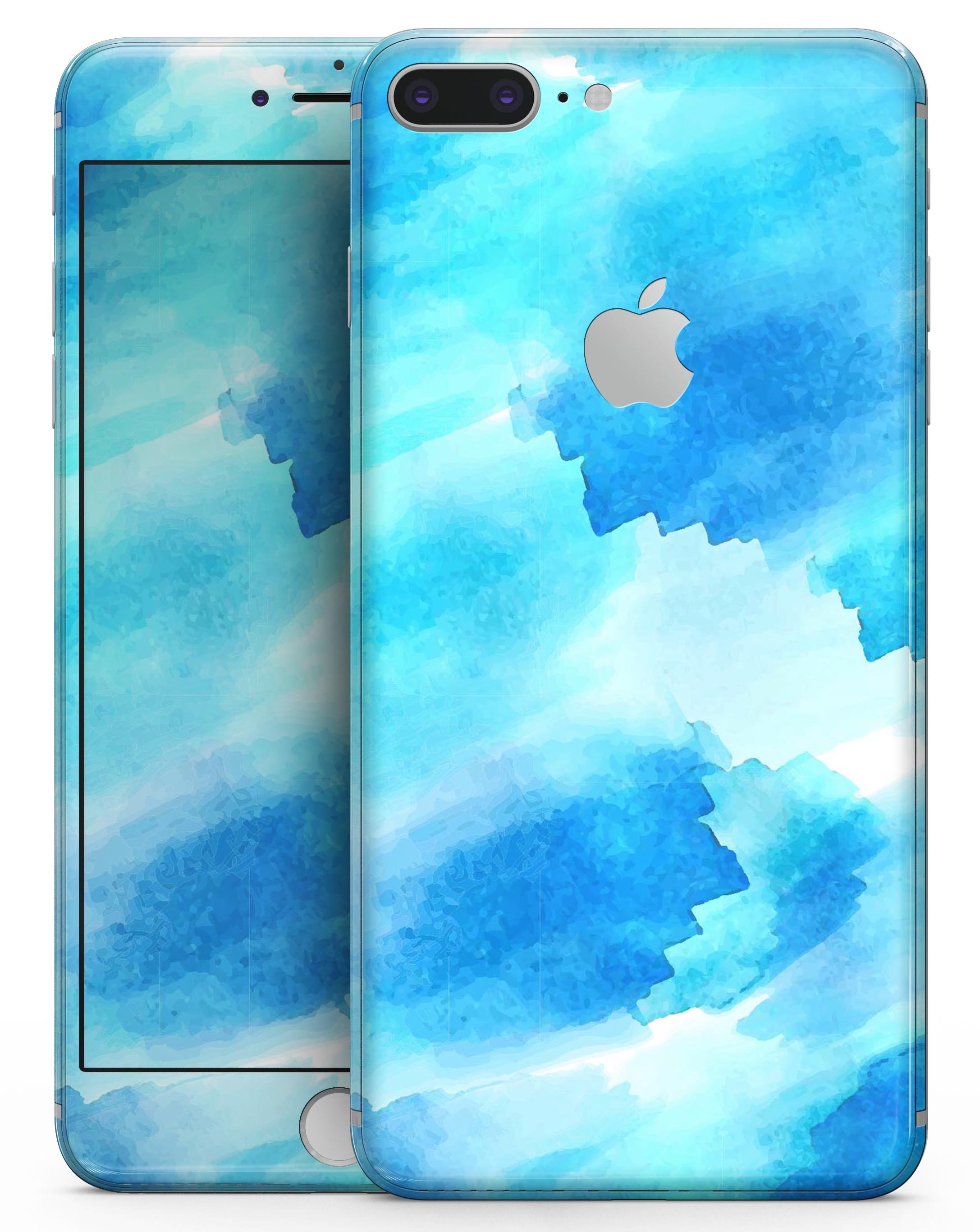 Abstract Blue Stroked Watercolour skin for iPhone 8 and 8 Plus, showcasing vibrant colors and artistic design.