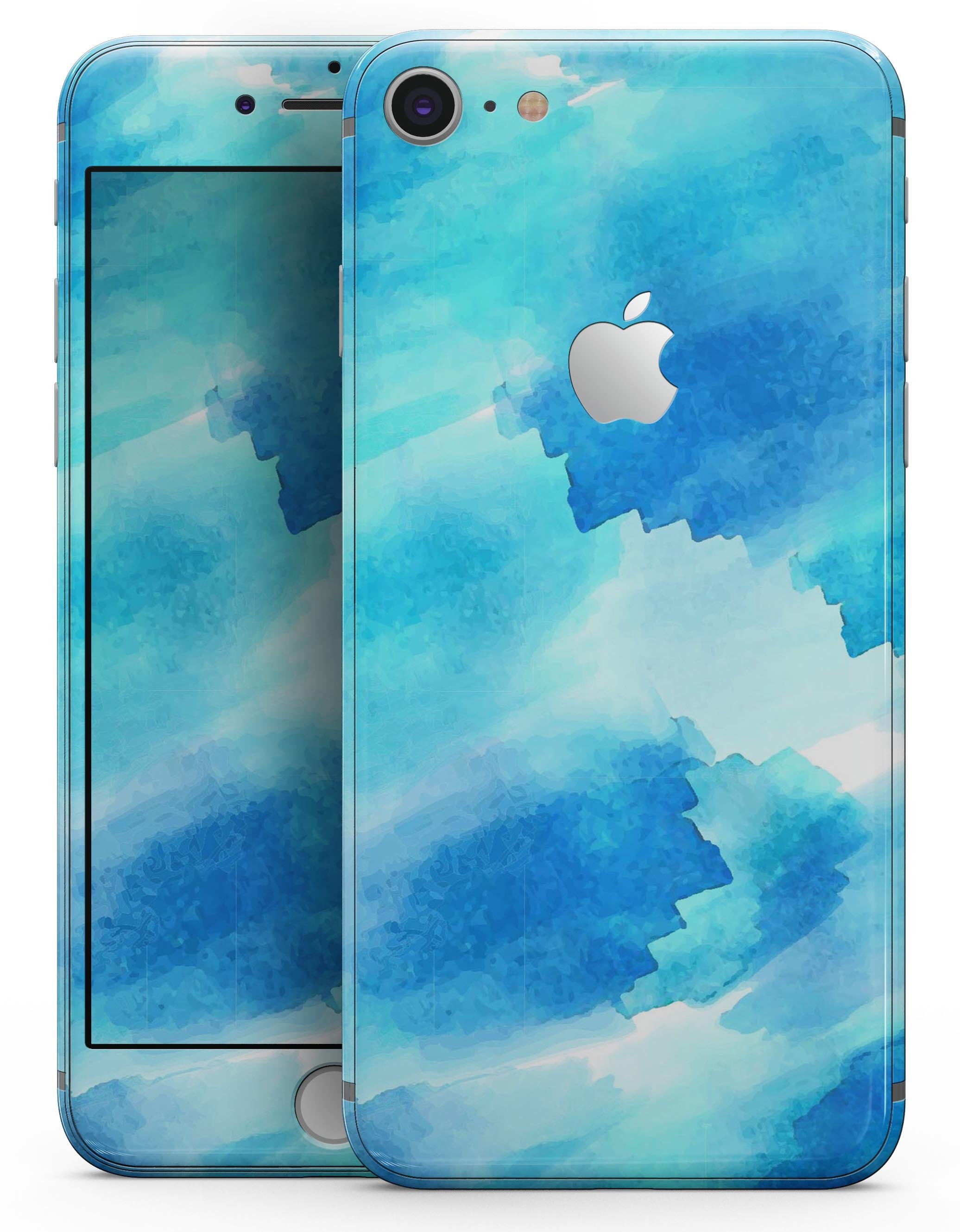 Abstract Blue Stroked Watercolour skin for iPhone 8 and 8 Plus, showcasing vibrant colors and artistic design.