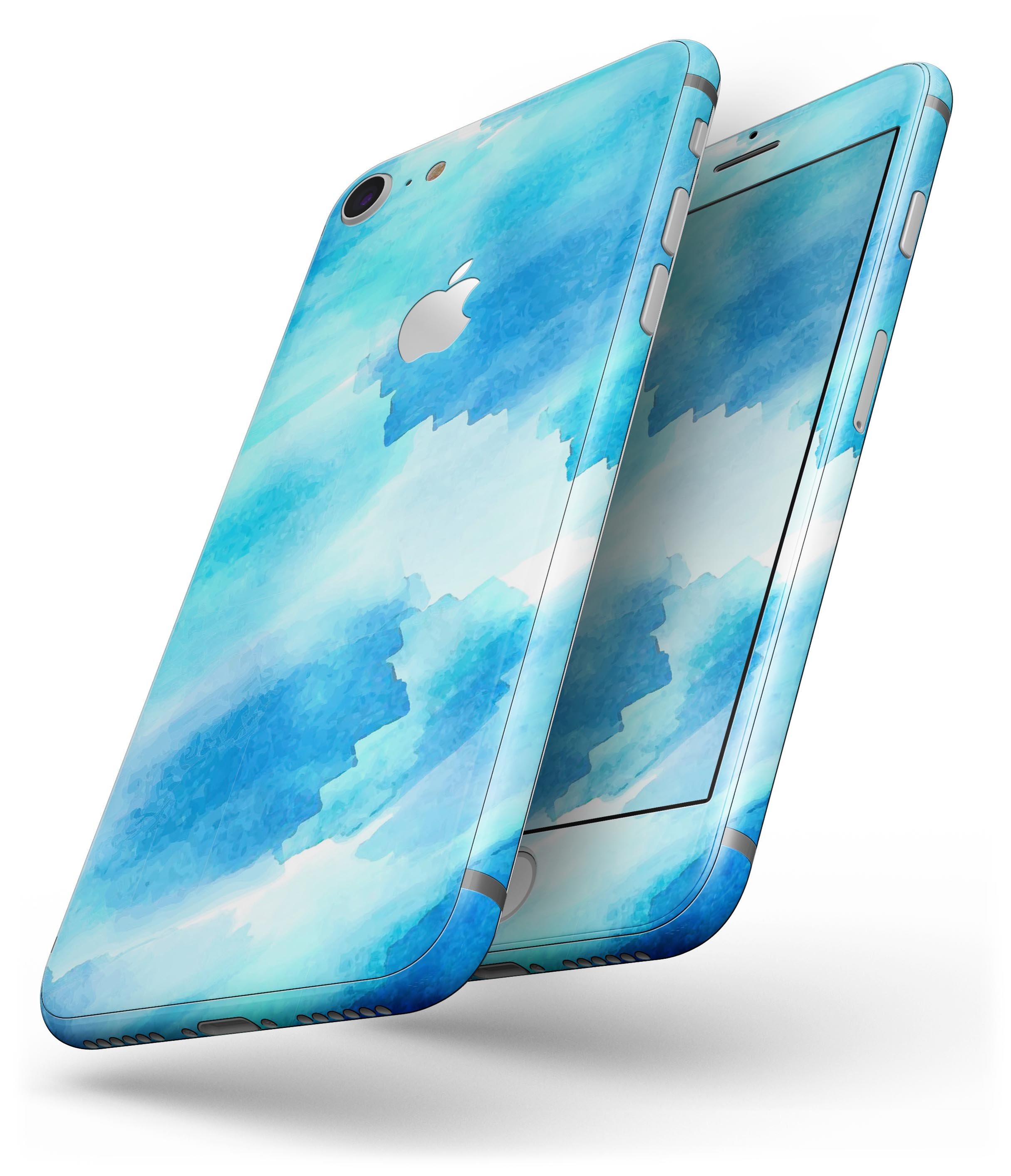 Abstract Blue Stroked Watercolour skin for iPhone 8 and 8 Plus, showcasing vibrant colors and artistic design.