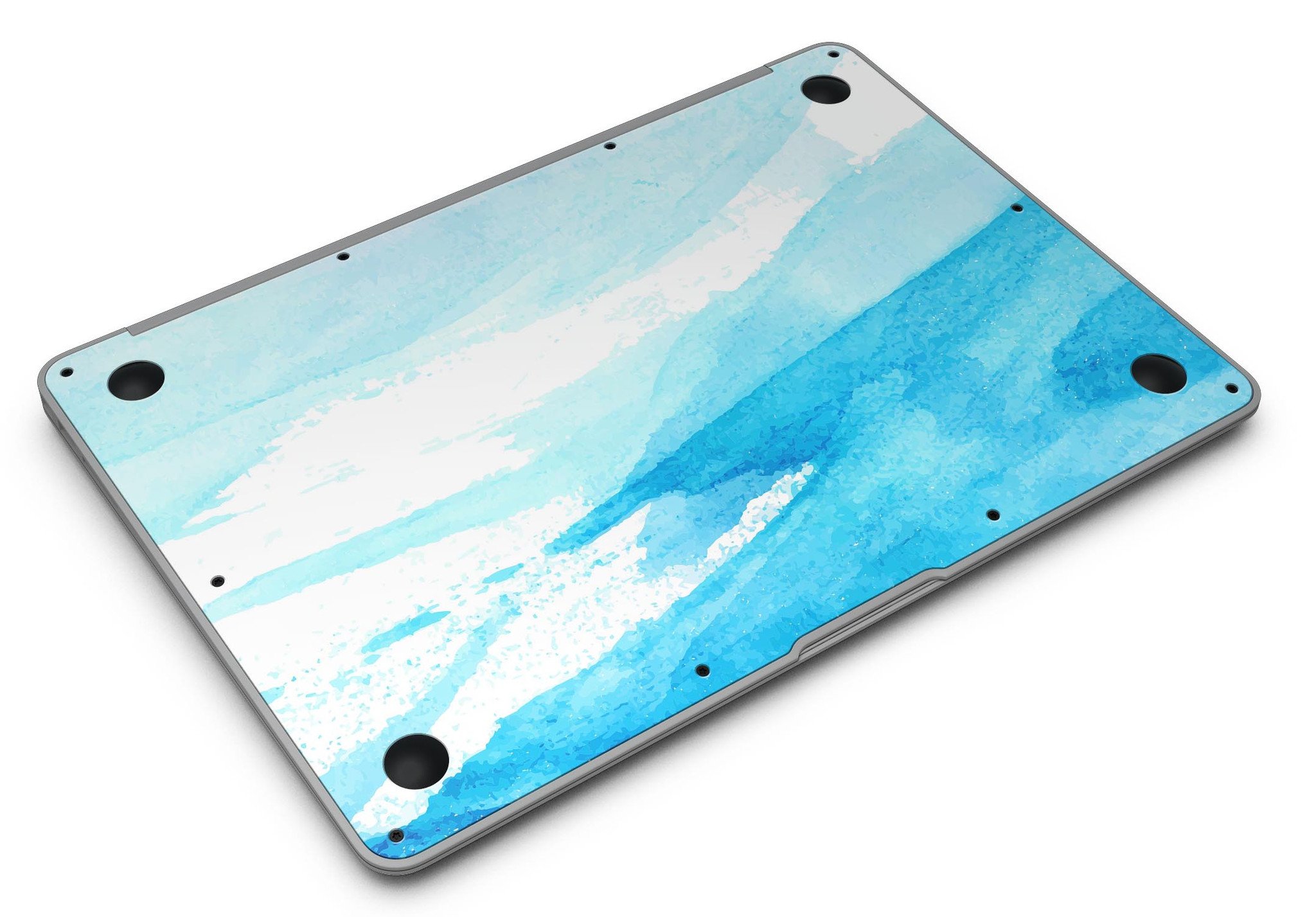 Abstract Blue Strokes MacBook Air Skin Kit showcasing vibrant blue strokes on a sleek vinyl surface.