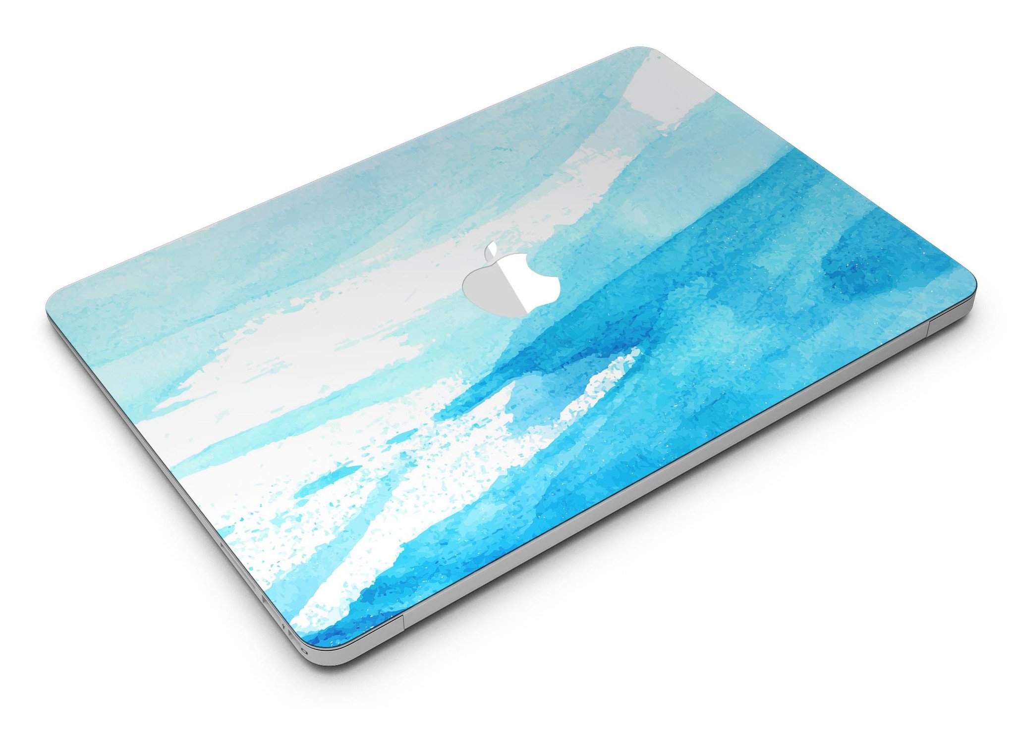 Abstract Blue Strokes MacBook Air Skin Kit showcasing vibrant blue strokes on a sleek vinyl surface.