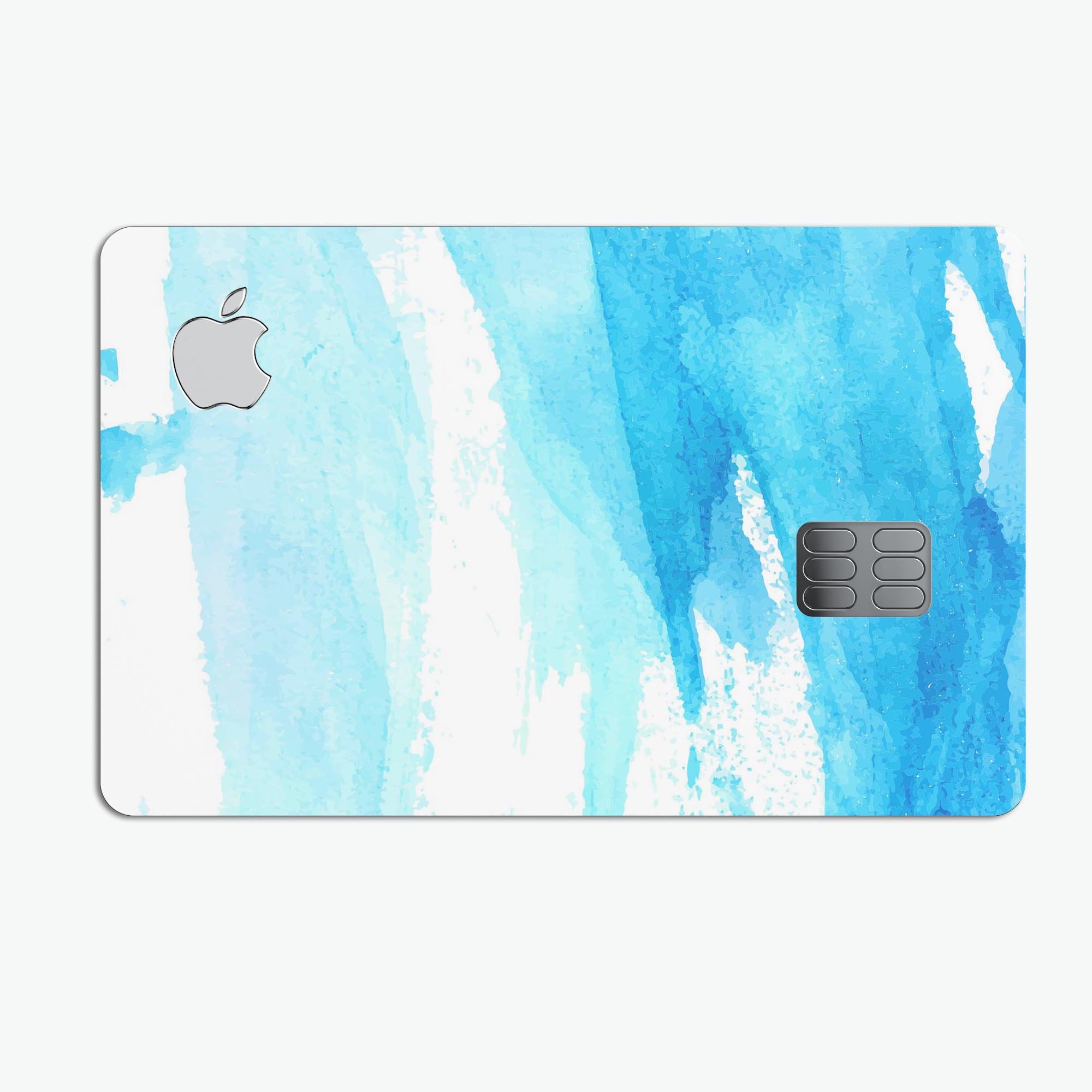 Abstract Blue Strokes Premium Protective Decal Skin-Kit for Apple Card, showcasing a vibrant blue design with a glossy finish.