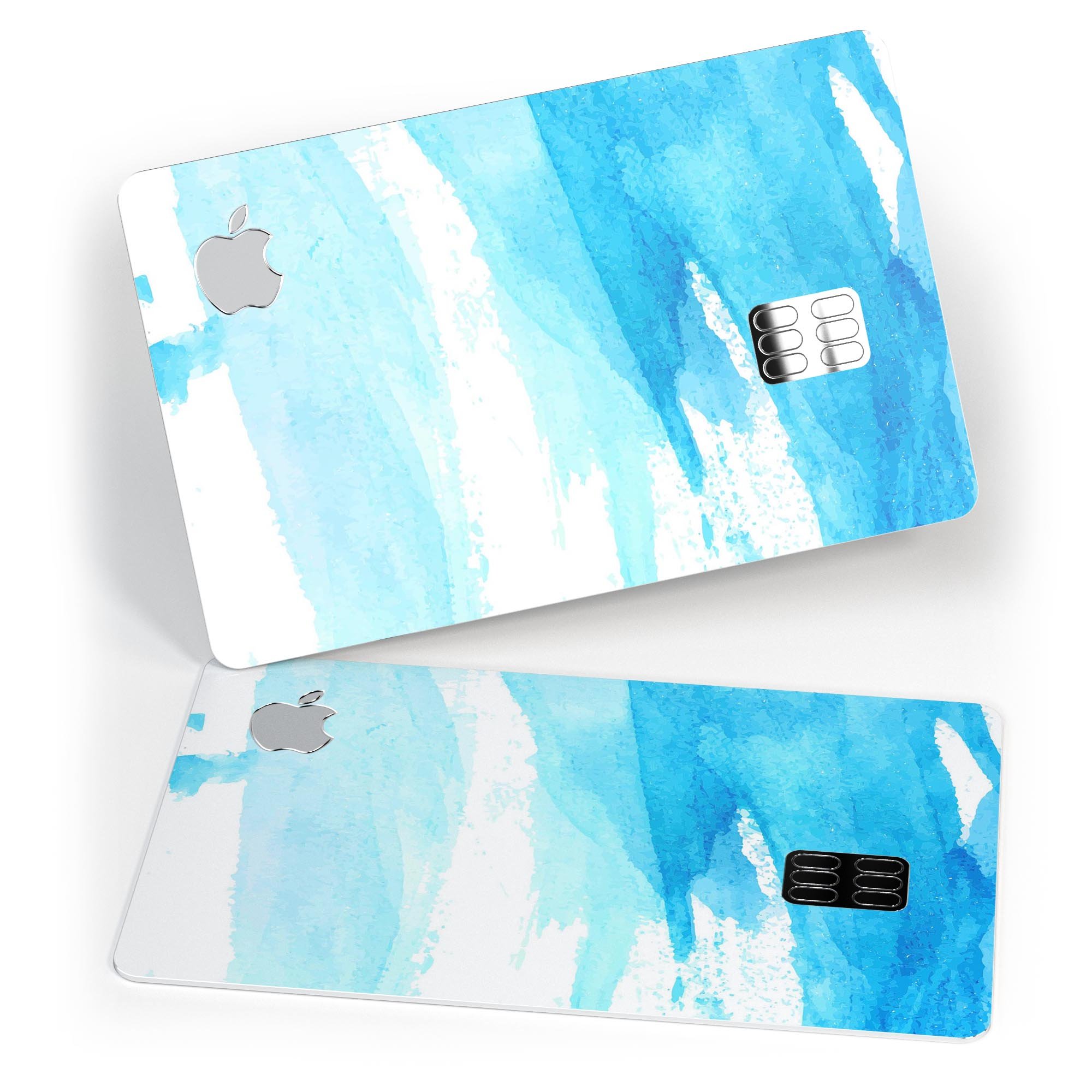 Abstract Blue Strokes Premium Protective Decal Skin-Kit for Apple Card, showcasing a vibrant blue design with a glossy finish.