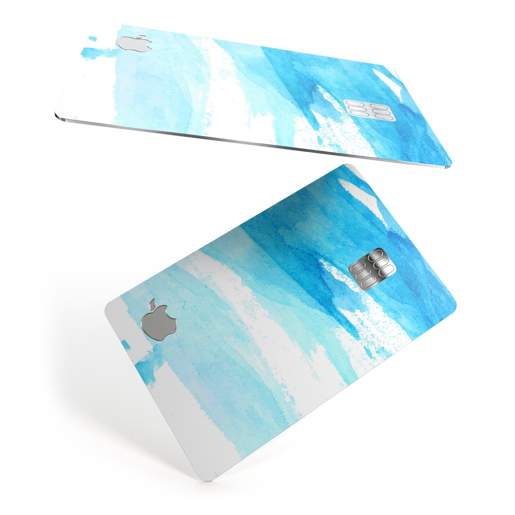 Abstract Blue Strokes Premium Protective Decal Skin-Kit for Apple Card, showcasing a vibrant blue design with a glossy finish.