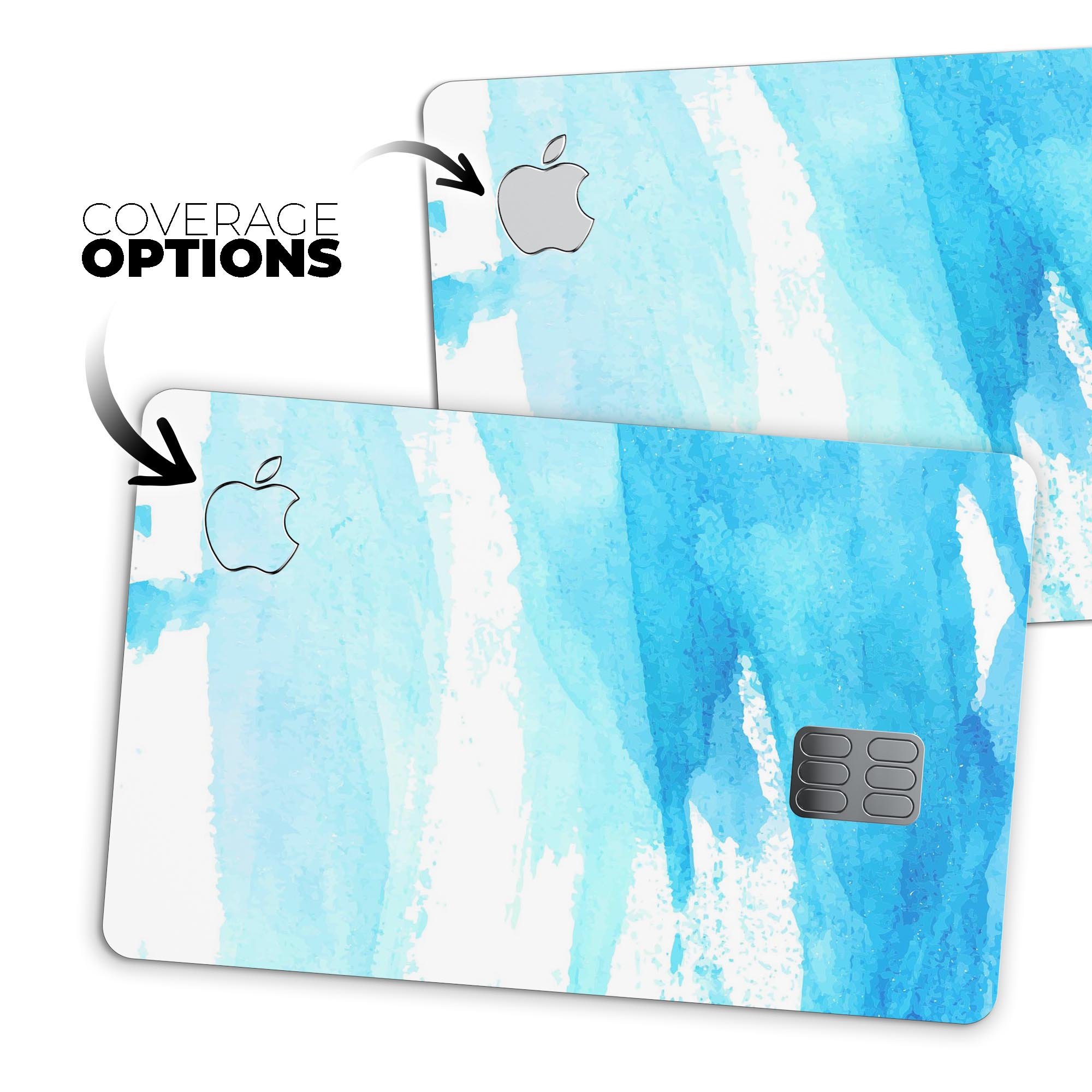 Abstract Blue Strokes Premium Protective Decal Skin-Kit for Apple Card, showcasing a vibrant blue design with a glossy finish.