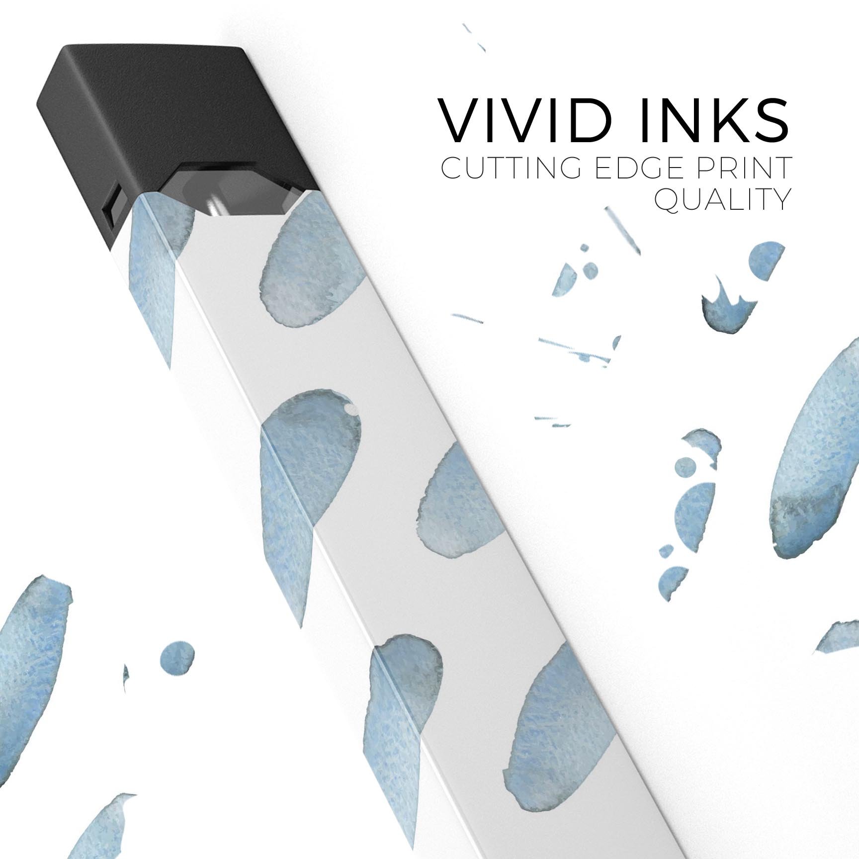 Abstract Blue Watercolor Strokes skin-wrap for JUUL device, showcasing vibrant blue and artistic watercolor design.