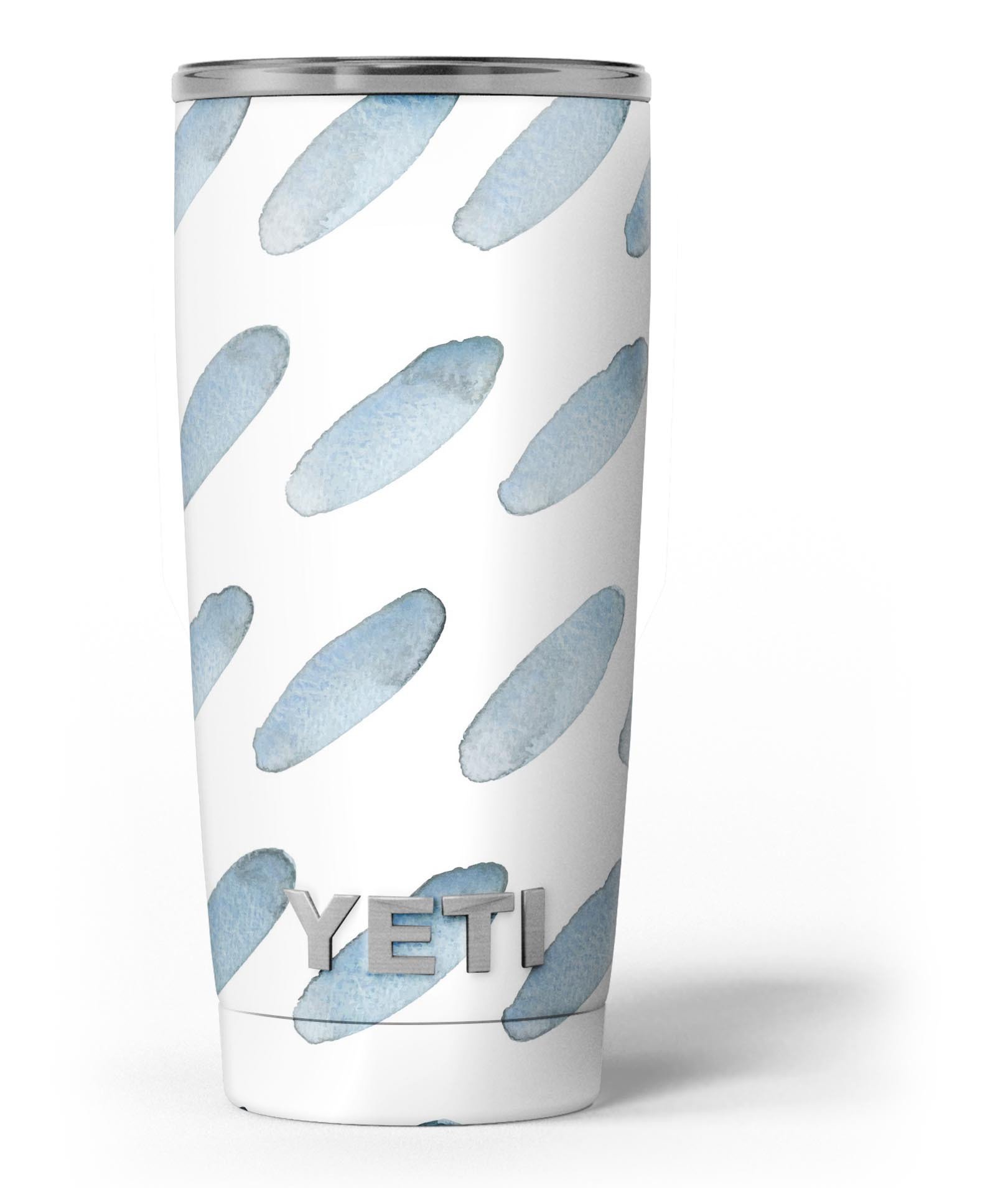 Abstract Blue Watercolor Strokes skin decal vinyl wrap kit for Yeti Coolers, showcasing vibrant blue and artistic strokes.