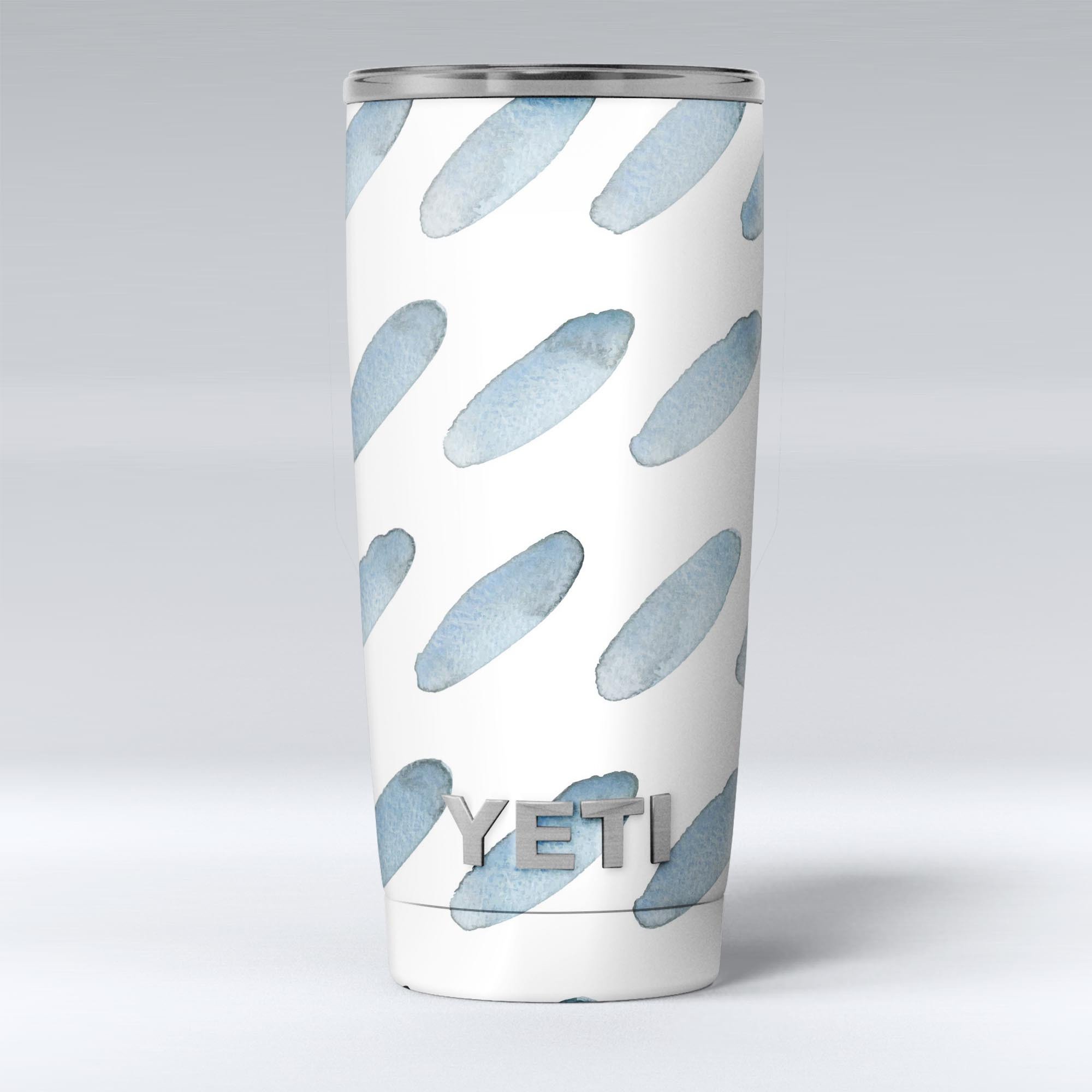 Abstract Blue Watercolor Strokes skin decal vinyl wrap kit for Yeti Coolers, showcasing vibrant blue and artistic strokes.