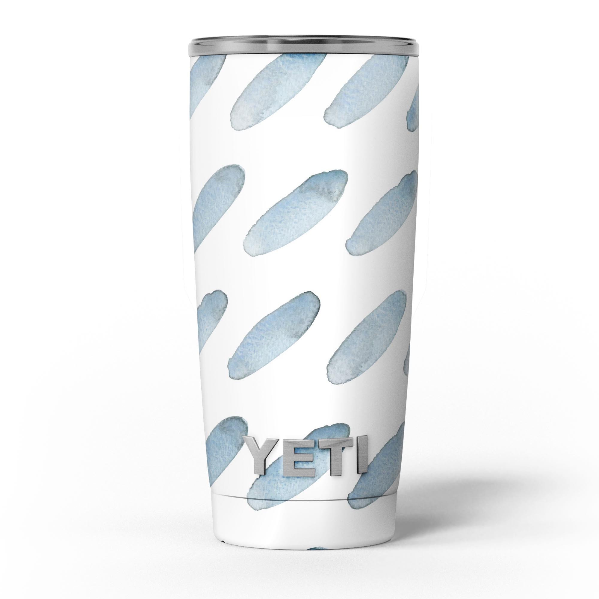 Abstract Blue Watercolor Strokes skin decal vinyl wrap kit for Yeti Coolers, showcasing vibrant blue and artistic strokes.