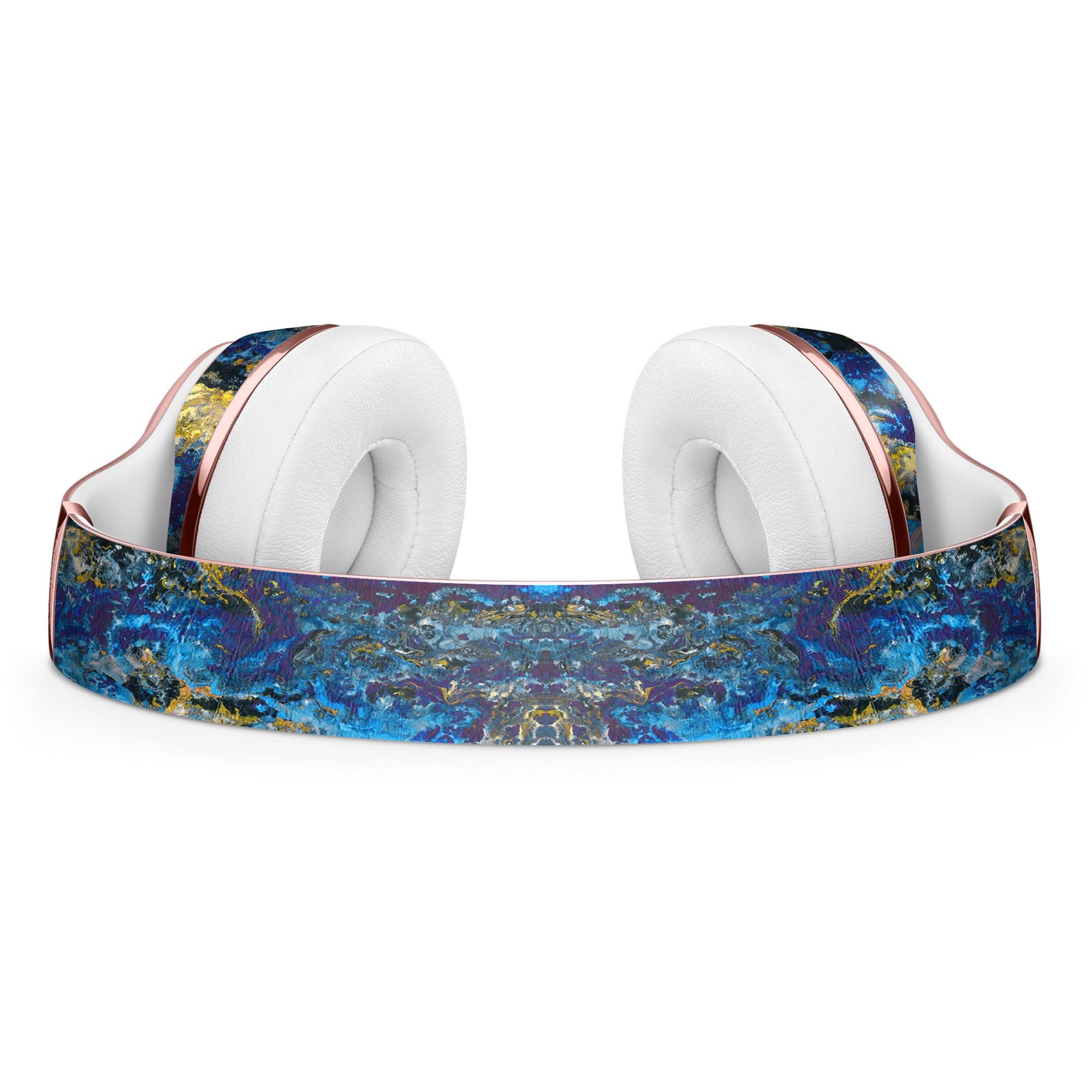 Abstract Blue Wet Paint Full-Body Skin Kit designed for Beats by Dre Solo 3 Wireless Headphones, showcasing vibrant colors and a sleek design.