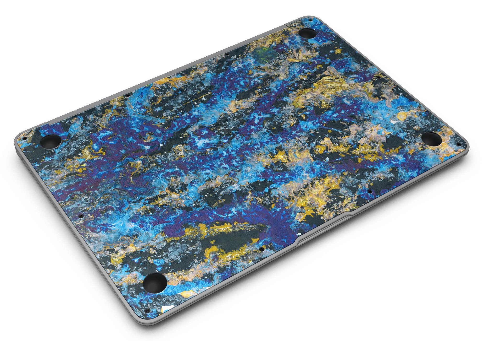 Abstract Blue Wet Paint skin kit for MacBook Air, showcasing vibrant colors and unique design.