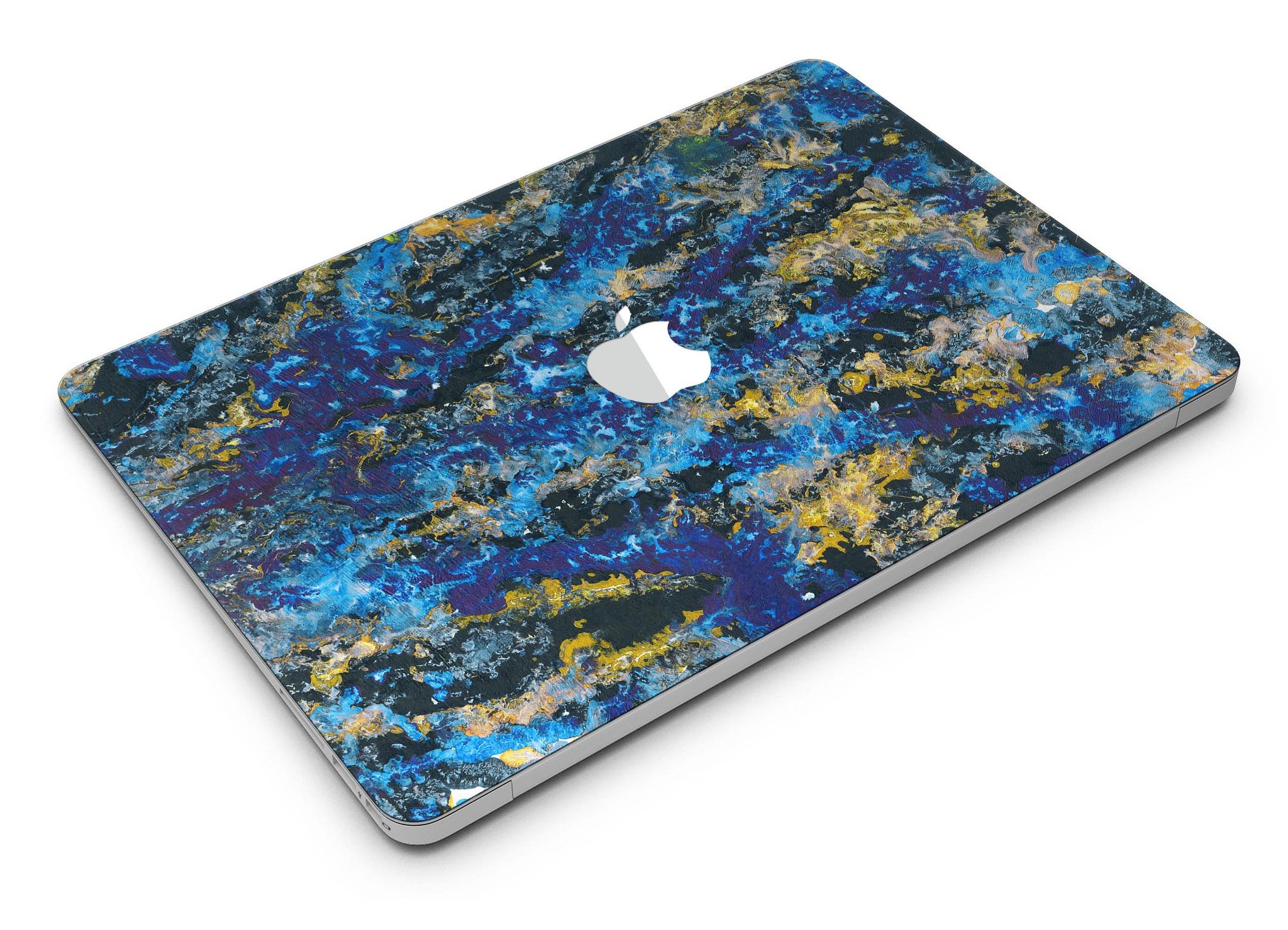 Abstract Blue Wet Paint skin kit for MacBook Air, showcasing vibrant colors and unique design.