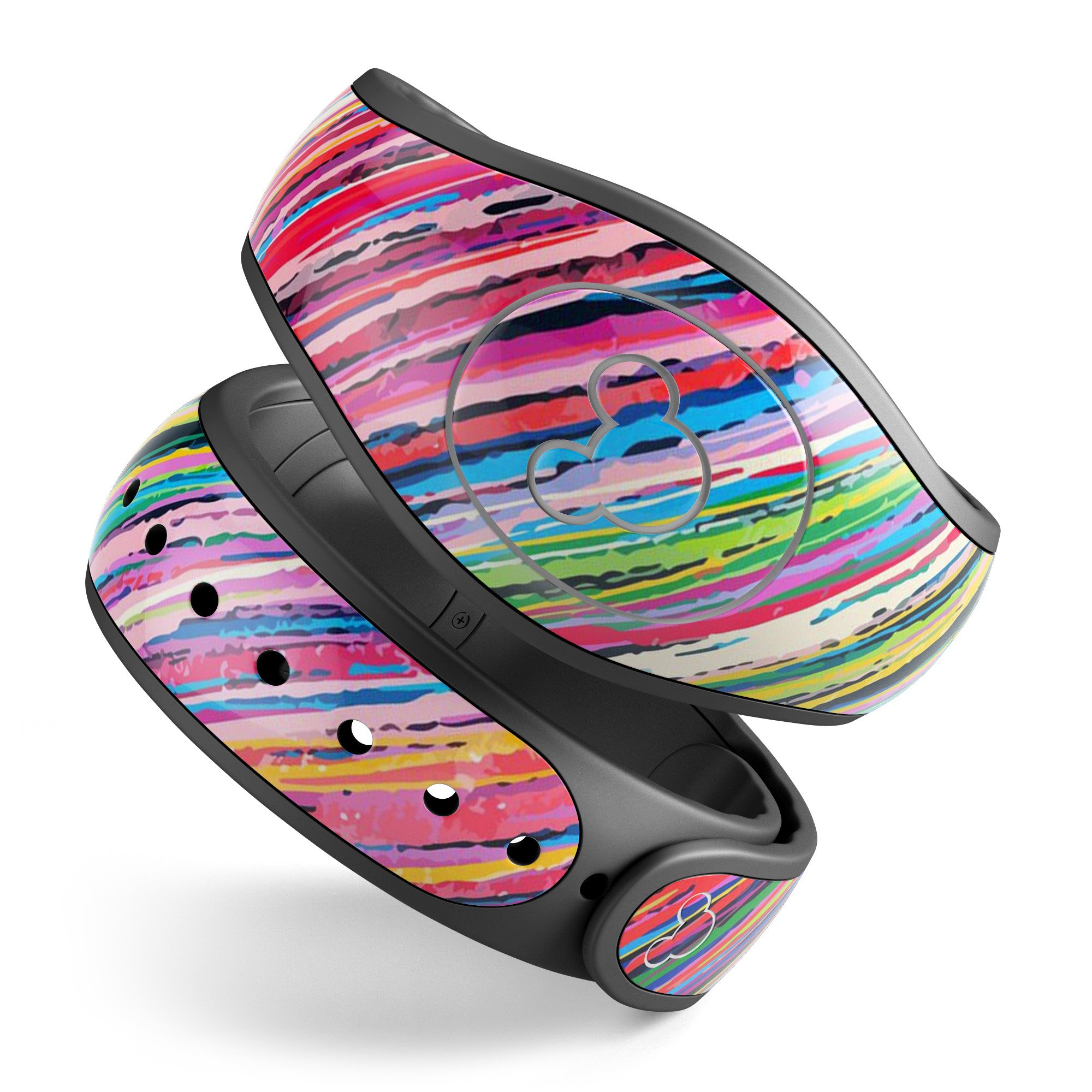 Abstract Color Strokes decal skin wrap kit for Disney Magic Band, showcasing vibrant colors and unique design.