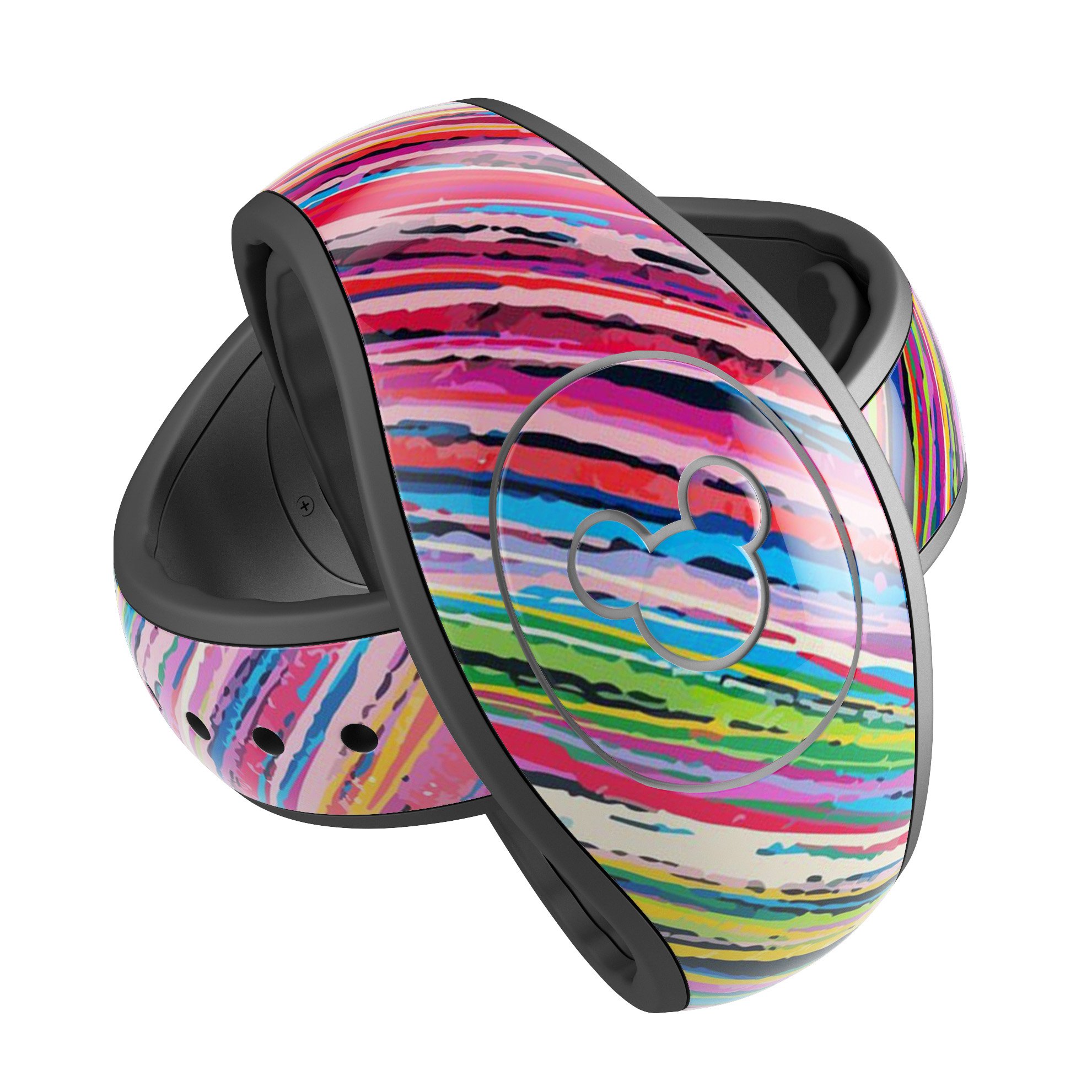 Abstract Color Strokes decal skin wrap kit for Disney Magic Band, showcasing vibrant colors and unique design.