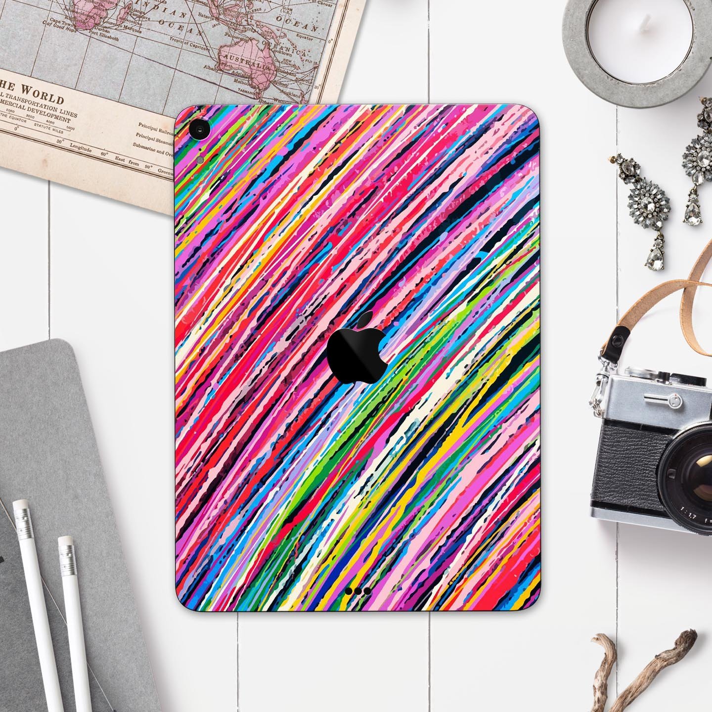 Abstract Color Strokes full body skin decal for Apple iPad Pro, showcasing vibrant colors and sleek design.