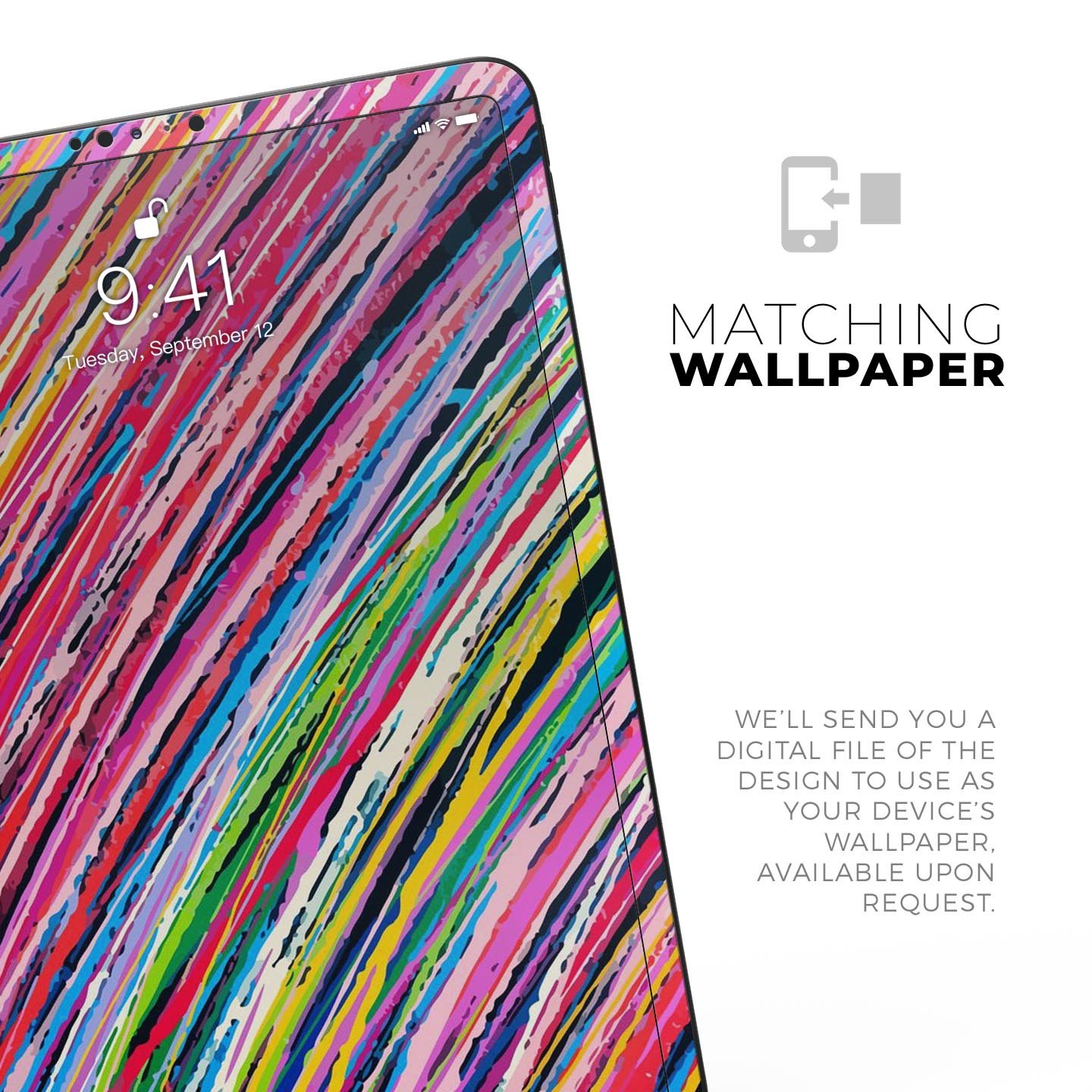 Abstract Color Strokes full body skin decal for Apple iPad Pro, showcasing vibrant colors and sleek design.