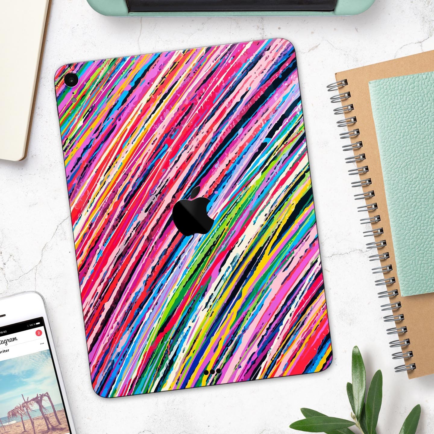 Abstract Color Strokes full body skin decal for Apple iPad Pro, showcasing vibrant colors and sleek design.