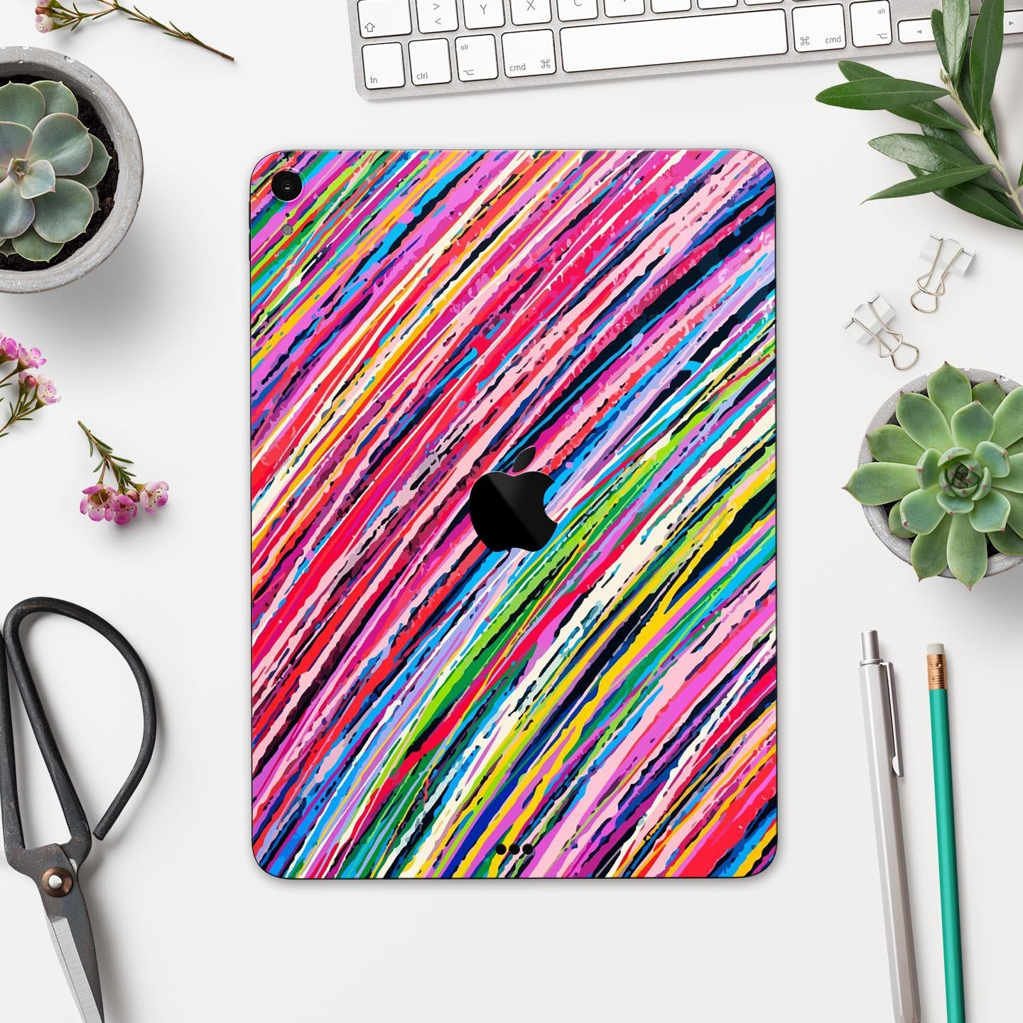 Abstract Color Strokes full body skin decal for Apple iPad Pro, showcasing vibrant colors and sleek design.