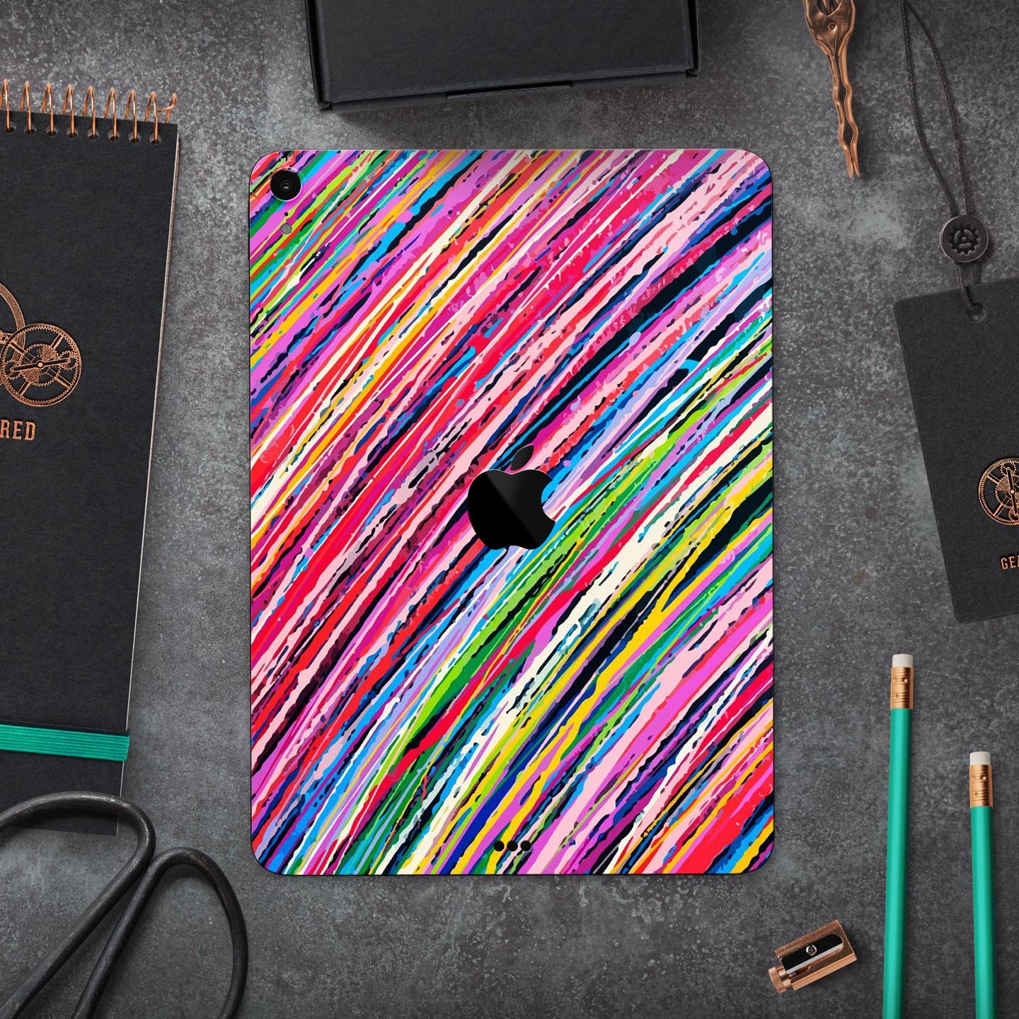 Abstract Color Strokes full body skin decal for Apple iPad Pro, showcasing vibrant colors and sleek design.