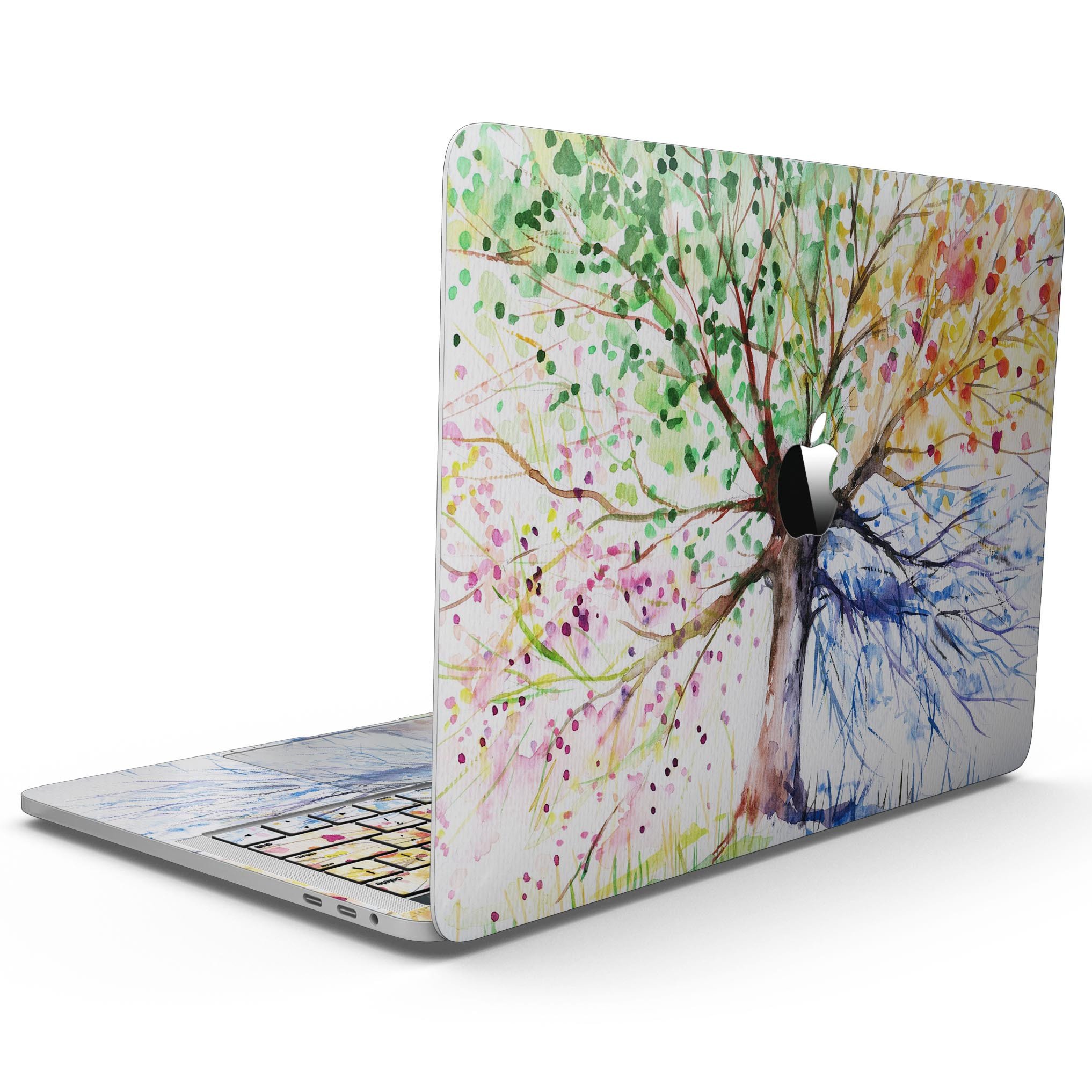 Colorful Abstract WaterColor Vivid Tree skin for MacBook Pro with Touch Bar, showcasing vibrant colors and artistic design.