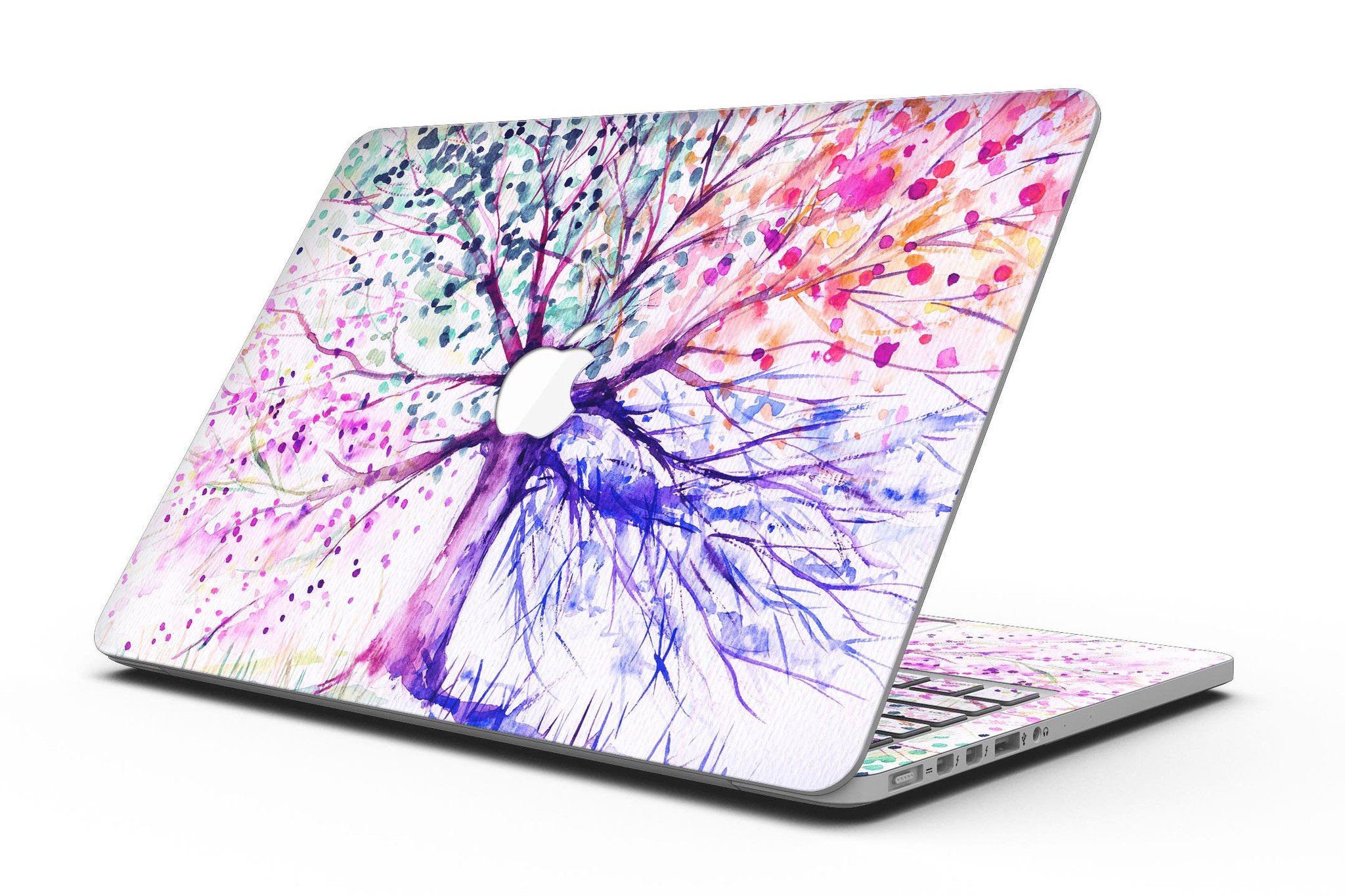 Abstract Colorful WaterColor Vivid Tree V2 skin for MacBook Pro with Retina Display, showcasing vibrant colors and artistic design.