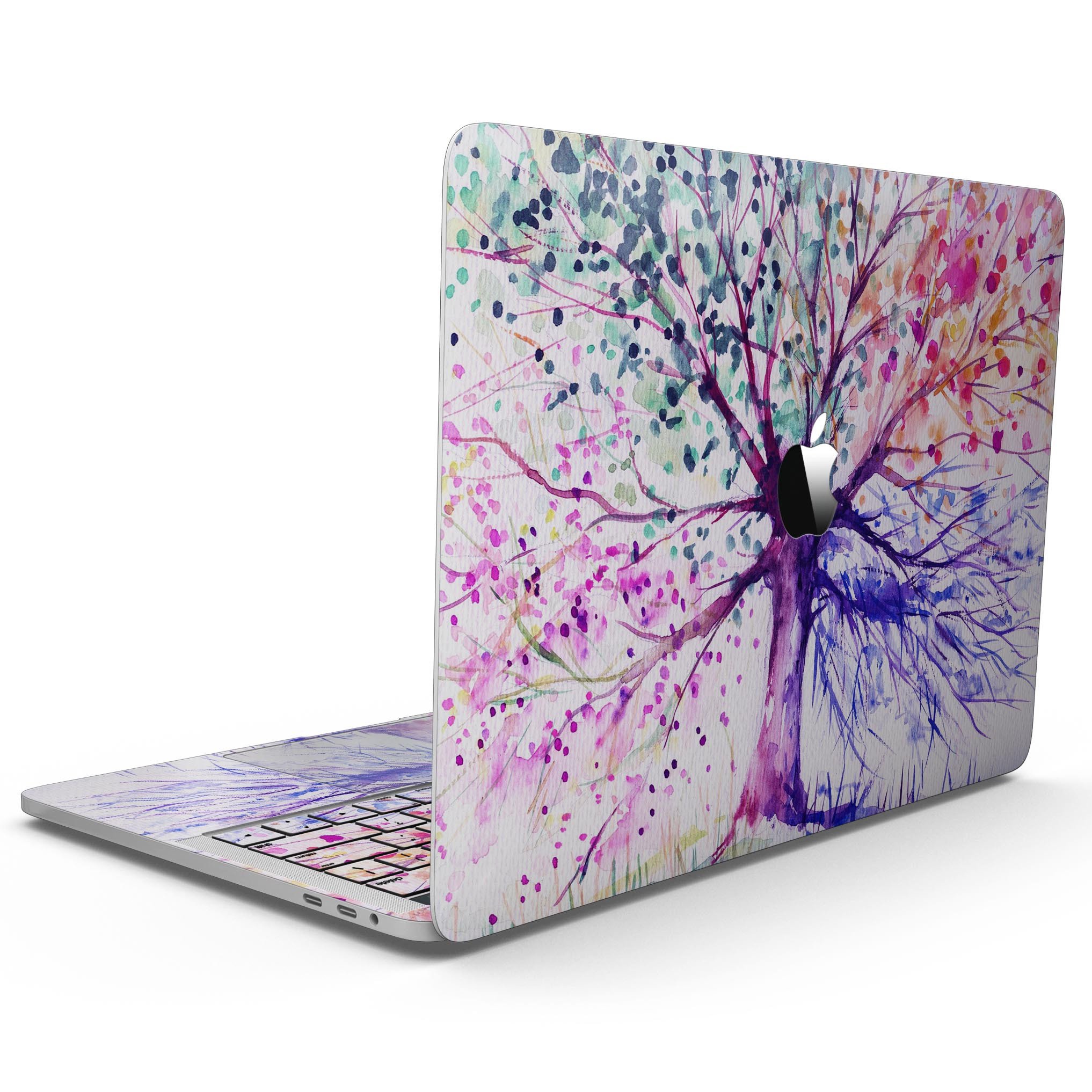 Abstract Colorful WaterColor Vivid Tree V2 skin for MacBook Pro with Touch Bar, showcasing vibrant colors and artistic design.