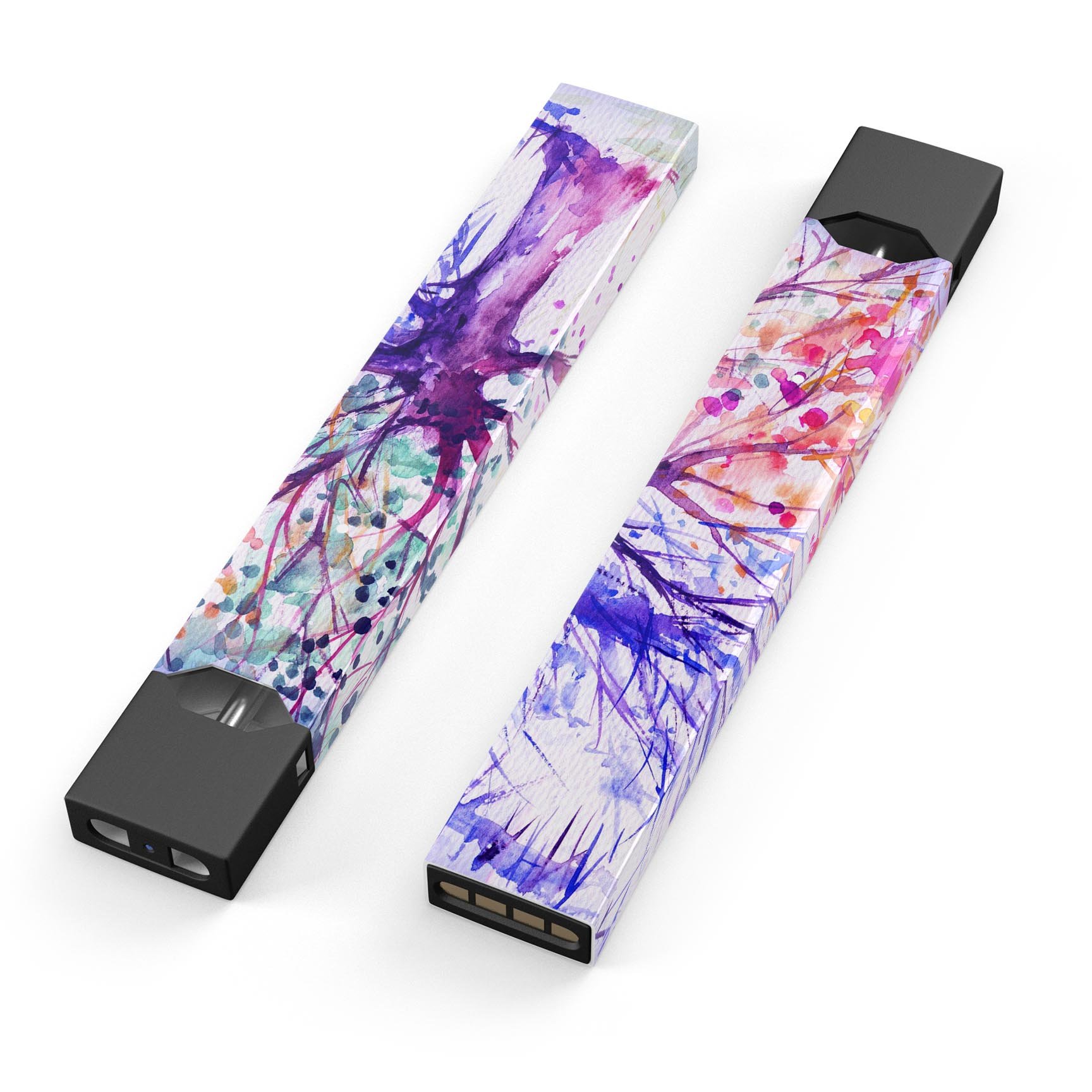 Abstract Colorful WaterColor Vivid Tree V2 decal for JUUL device, showcasing vibrant colors and intricate design.