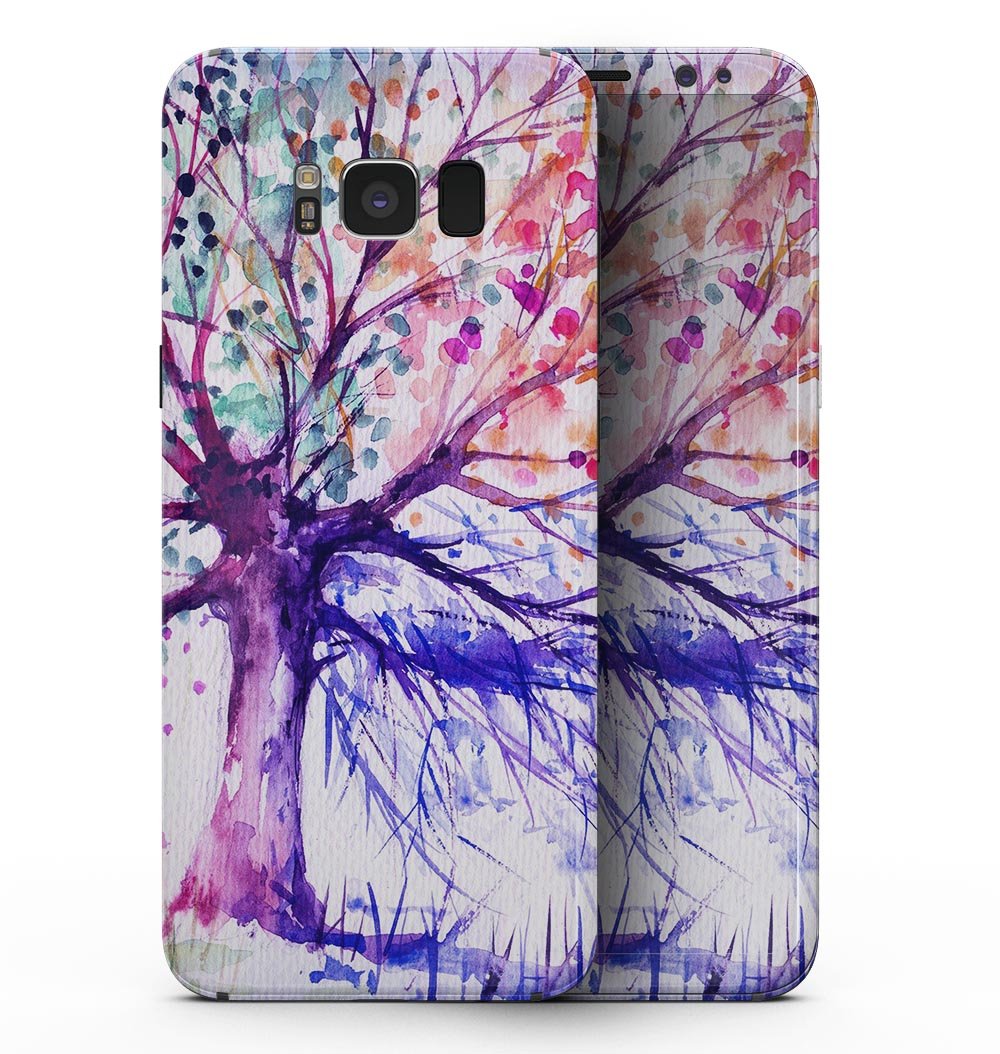 Abstract Colorful WaterColor Vivid Tree V2 skin for Samsung Galaxy S8, showcasing vibrant colors and artistic design.