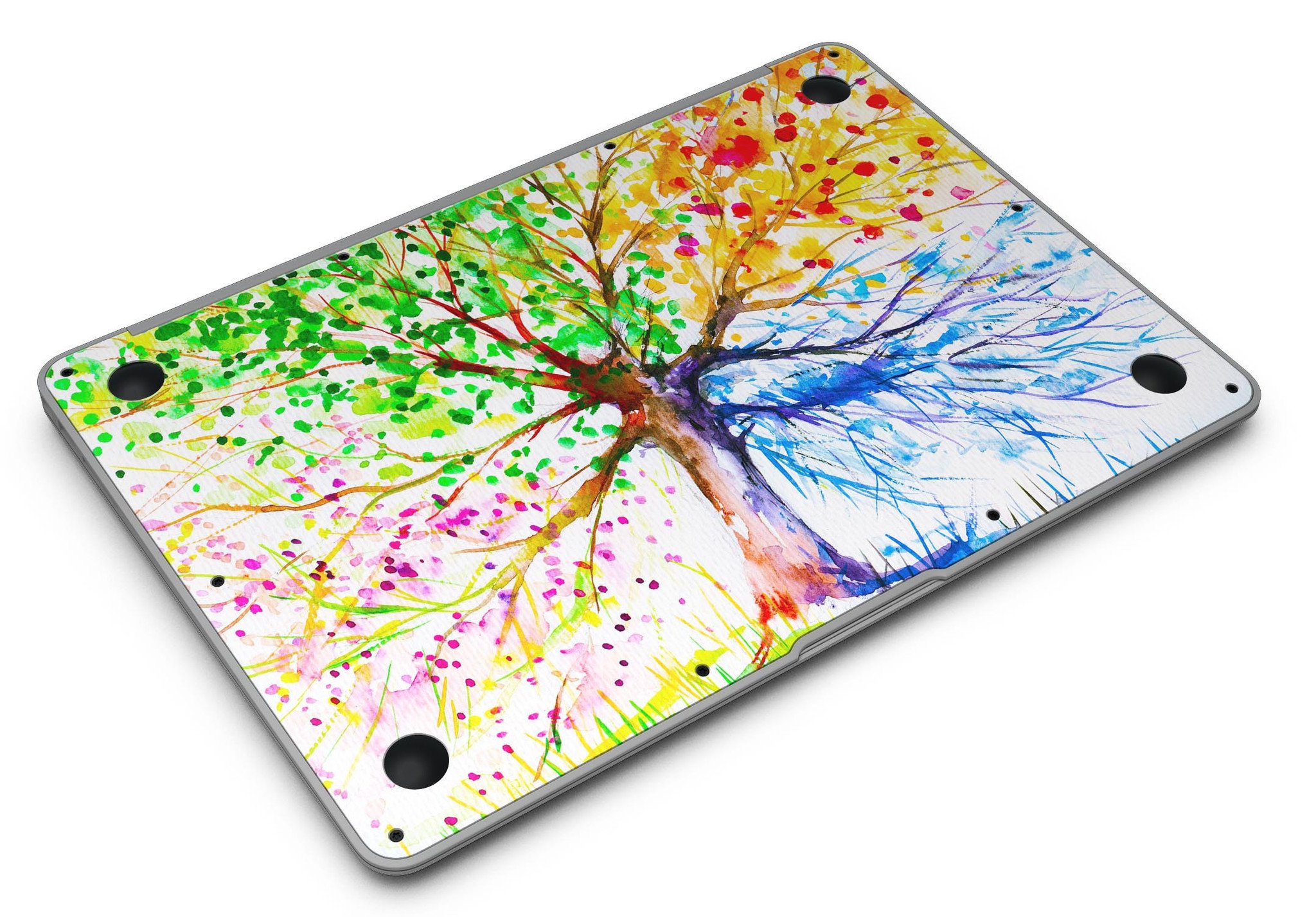 Abstract Colorful WaterColor Vivid Tree V3 skin for MacBook Air, showcasing vibrant colors and intricate design on a sleek device.