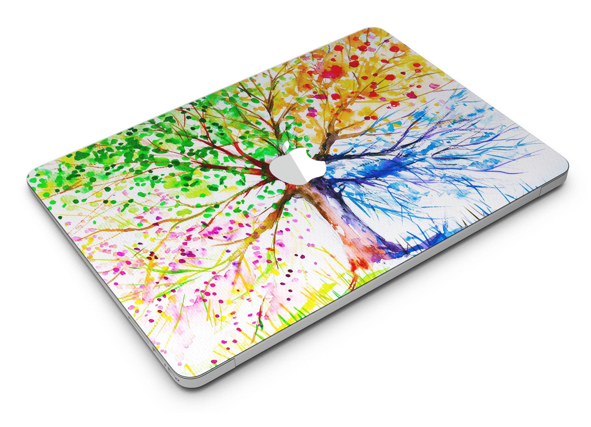 Abstract Colorful WaterColor Vivid Tree V3 skin for MacBook Air, showcasing vibrant colors and intricate design on a sleek device.